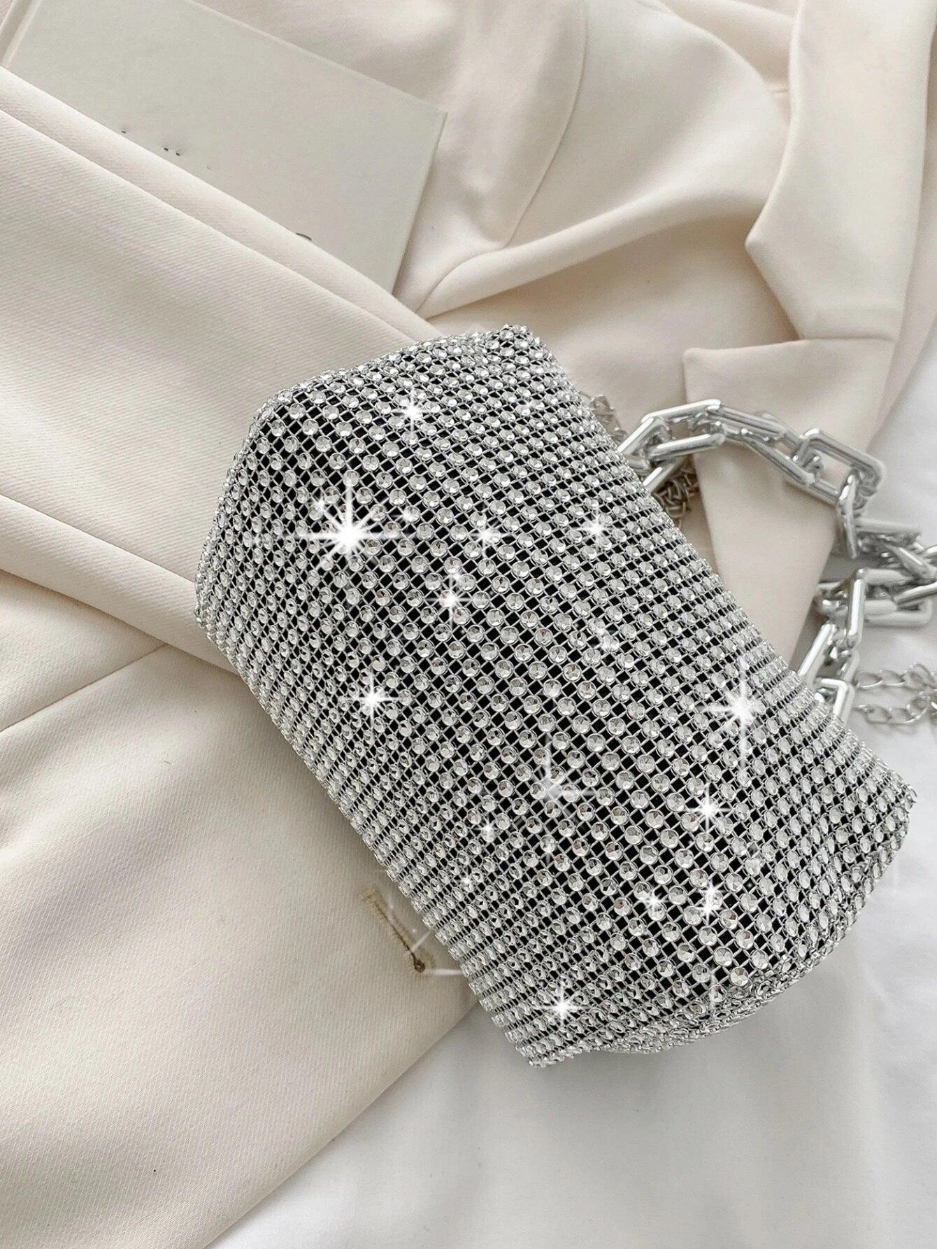 Mini Evening Bag Rhinestone Decor Chain Strap,Small Crossbody Messenger Bags For Women Luxury Fashion Travel Shoulder Handbags Purses Bling Rhinestone Design,Fashion Rhinestones Shoulder Crossbody Bag Shiny Rhinestone Female Dinner Handbag, Perfect For Pa - So Real Fashion