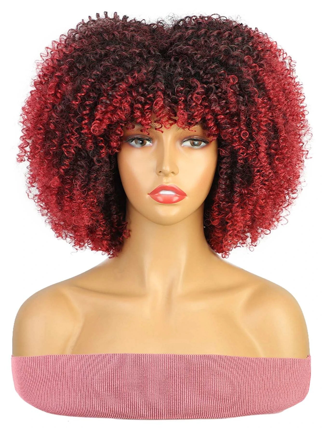 Natural Kinky Curly Afro Wig With Bangs - So Real Fashion