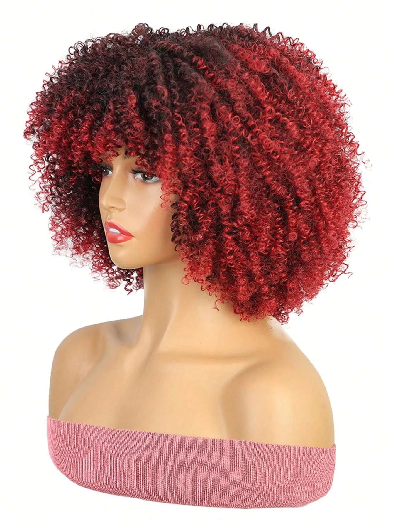 Kinky Curly Afro Wig Bouncy Bangs Natural Look - So Real Fashion