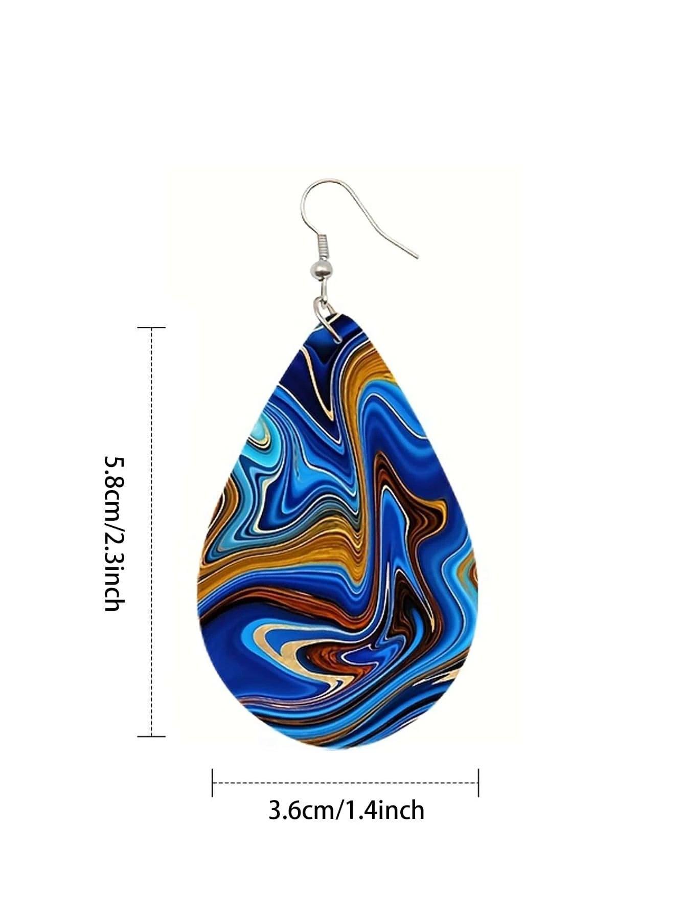 Wooden Droplet Earrings DoubleSided Style for Women - So Real Fashion