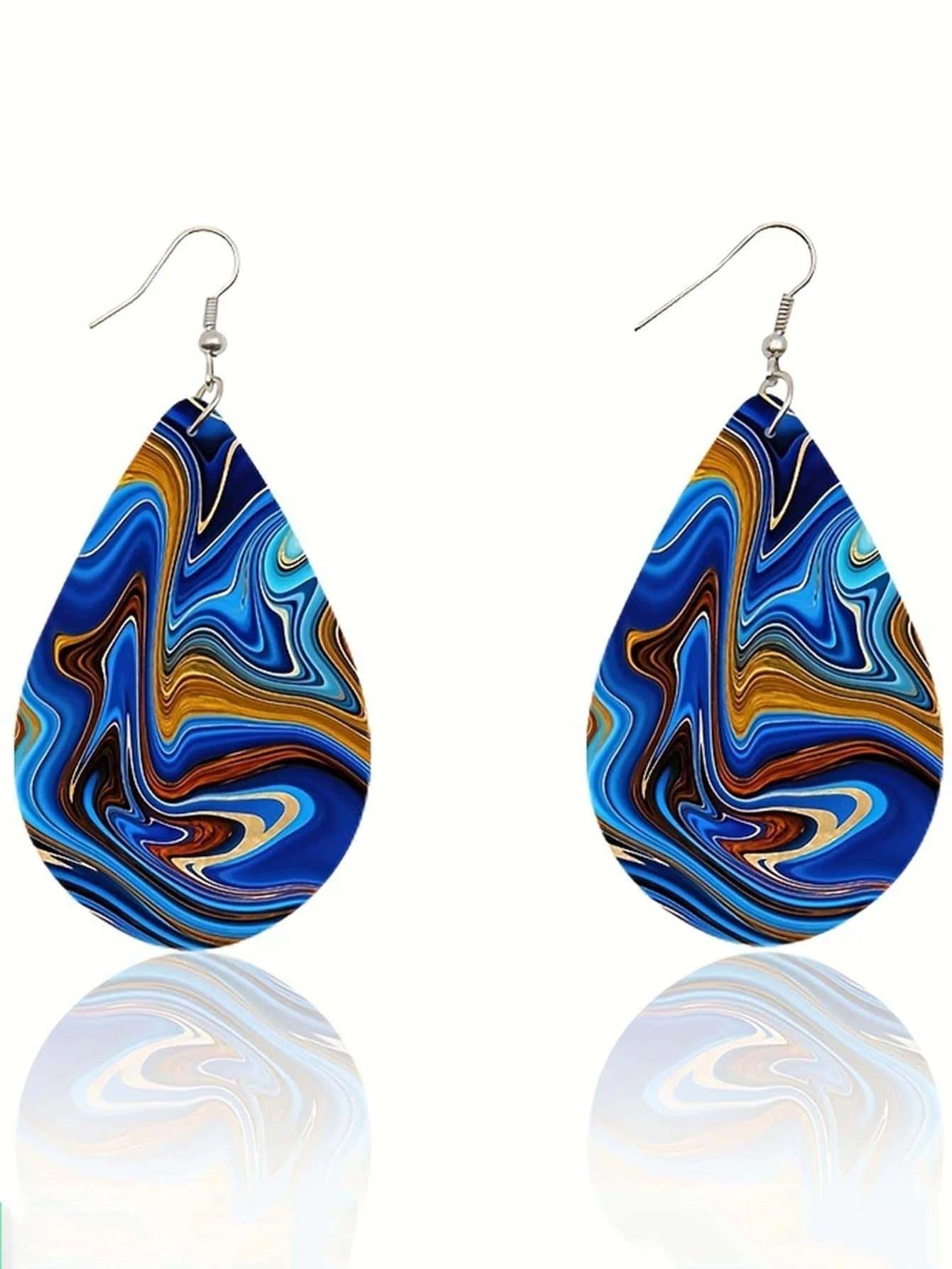 Wooden Droplet Earrings DoubleSided Style for Women - So Real Fashion