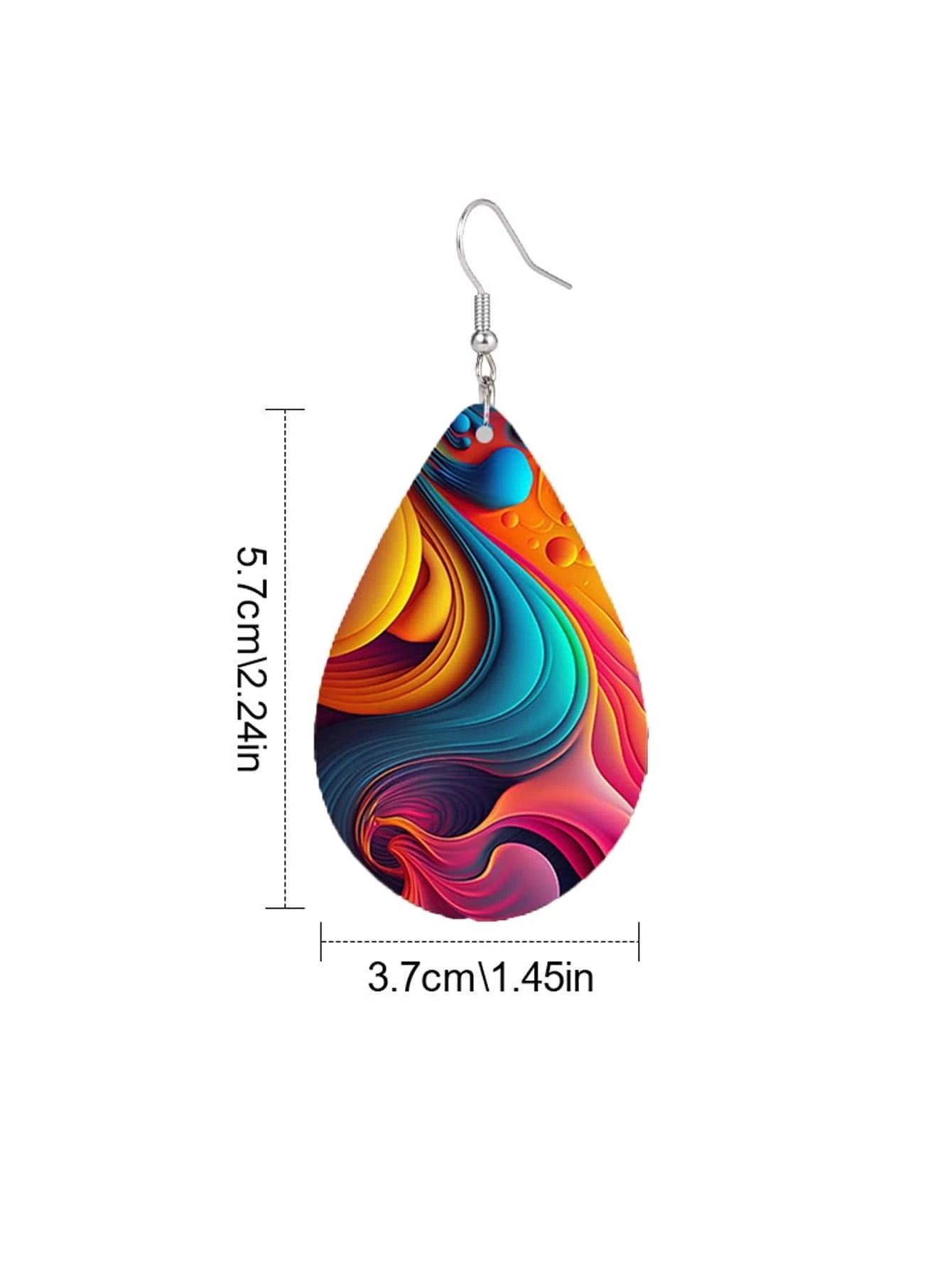 Rainbow Waterdrop Earrings Fun Colorful Wood - So Real Fashion