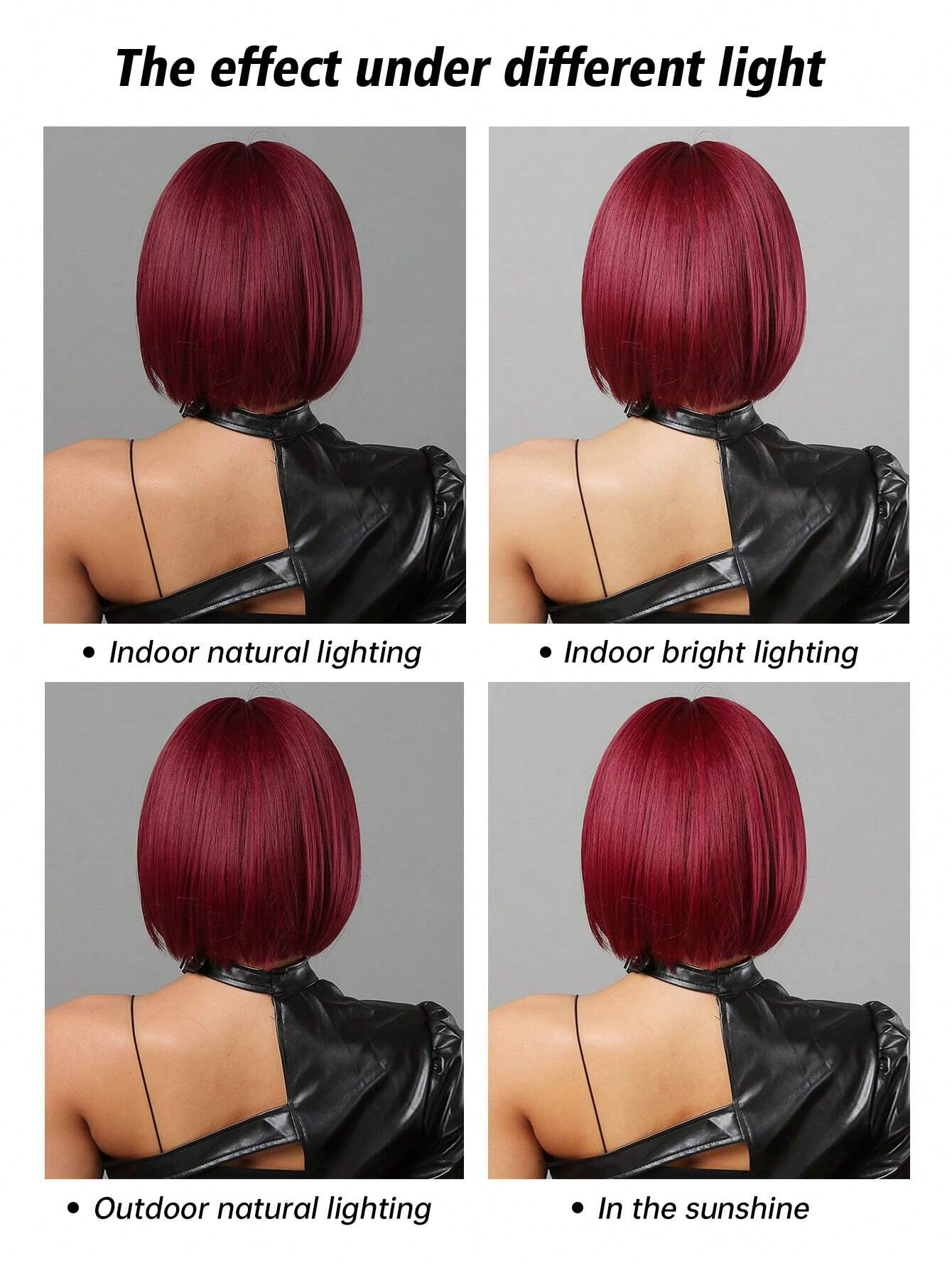 HAIRCUBE 12 Inch Short Straight Hair Wig For Women, Wine Red Claret And Black Multicoloured Synthetic Wig With Bangs Bob Wigs For Daily Life And Party. - So Real Fashion