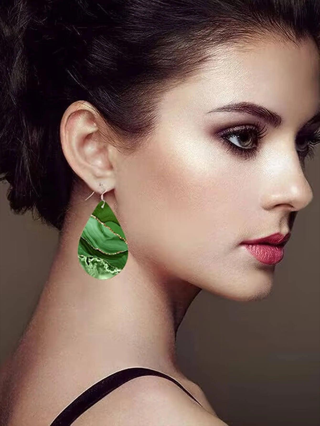 Wooden Droplet Earrings DoubleSided Style for Women - So Real Fashion