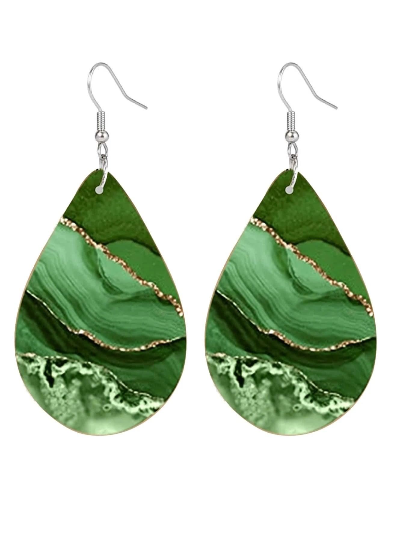 Wooden Droplet Earrings DoubleSided Style for Women - So Real Fashion