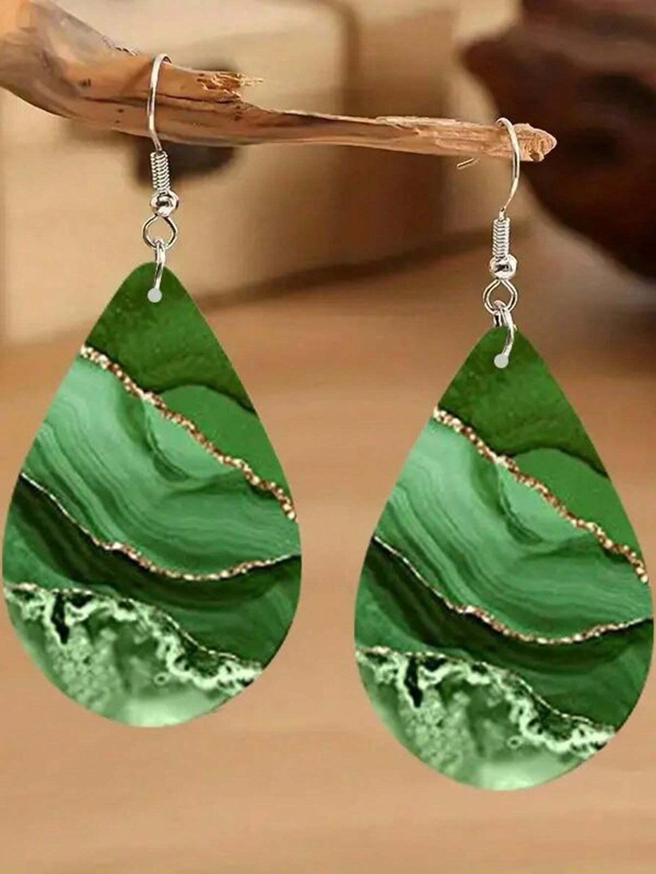 Wooden Droplet Earrings DoubleSided Style for Women - So Real Fashion