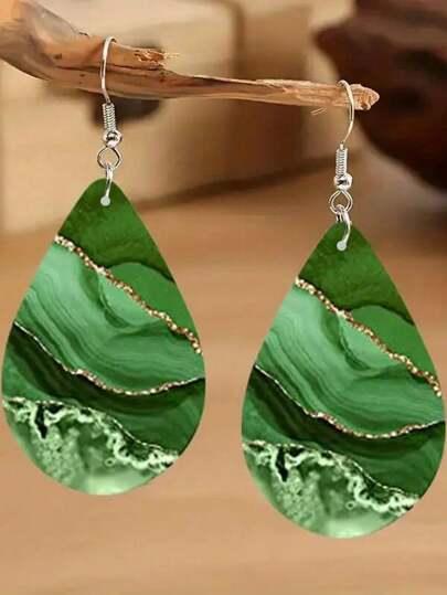 Wooden Droplet Earrings DoubleSided Style for Women - So Real Fashion