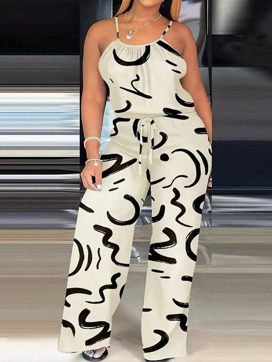 Letter Print Jumpsuit Casual Style - So Real Fashion