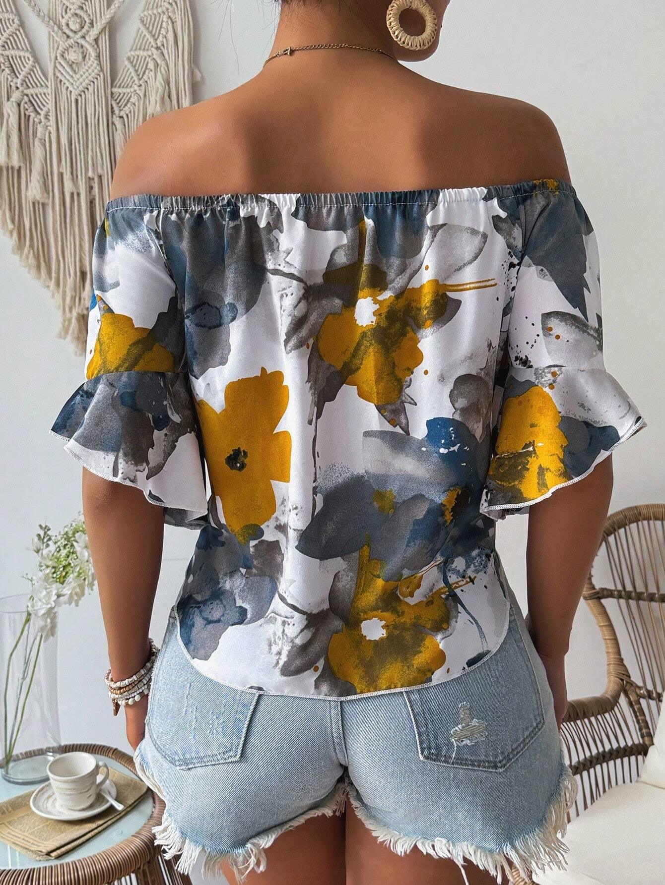 Floral Off Shoulder Hawaiian Top Relaxed Summer Vibes - So Real Fashion