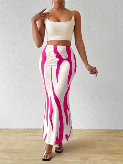 Bam Gleam ColorBlock Mermaid Maxi Skirt Outfit - So Real Fashion