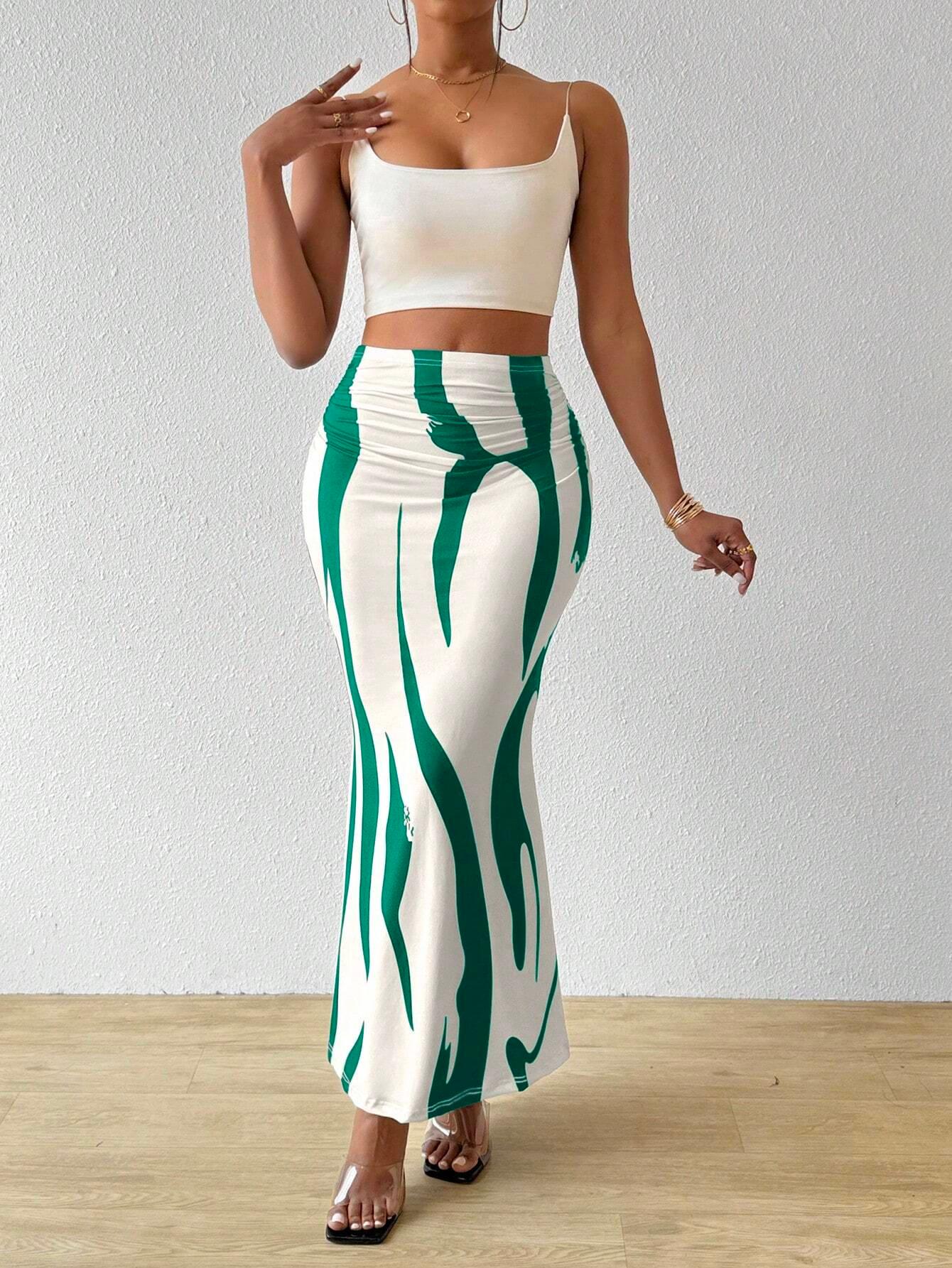 Bam Gleam ColorBlock Mermaid Maxi Skirt Outfit - So Real Fashion