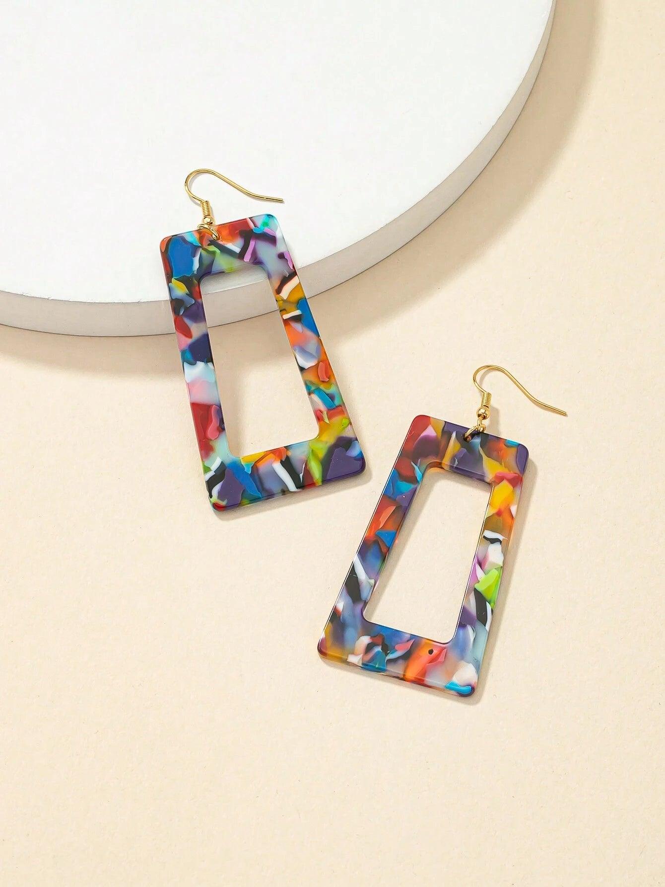 Colorful Geometric Earrings Summer Style Vacation Fun - So Real Fashion