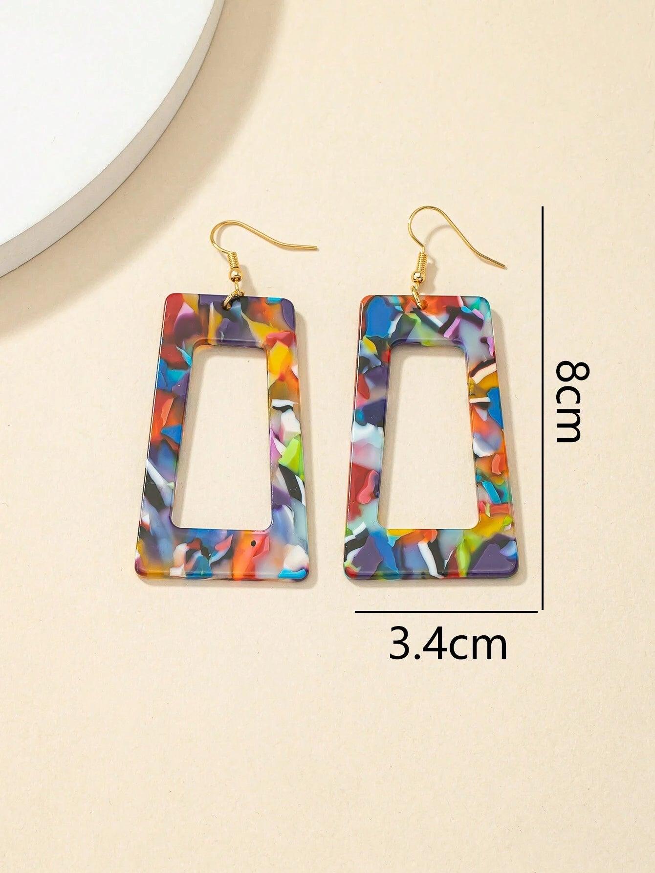 Geometric Summer Earrings Fun Colorful Vacation Style - So Real Fashion