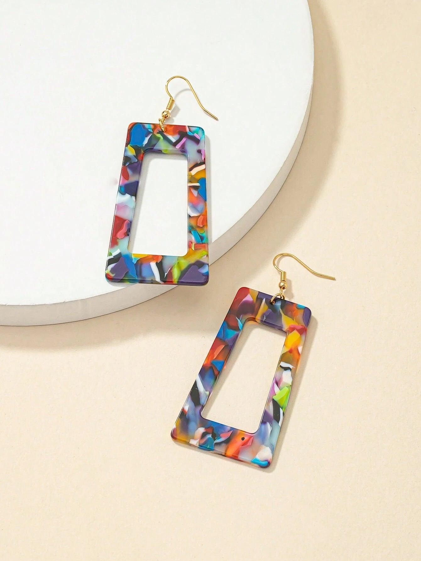 Geometric Summer Earrings Fun Colorful Vacation Style - So Real Fashion