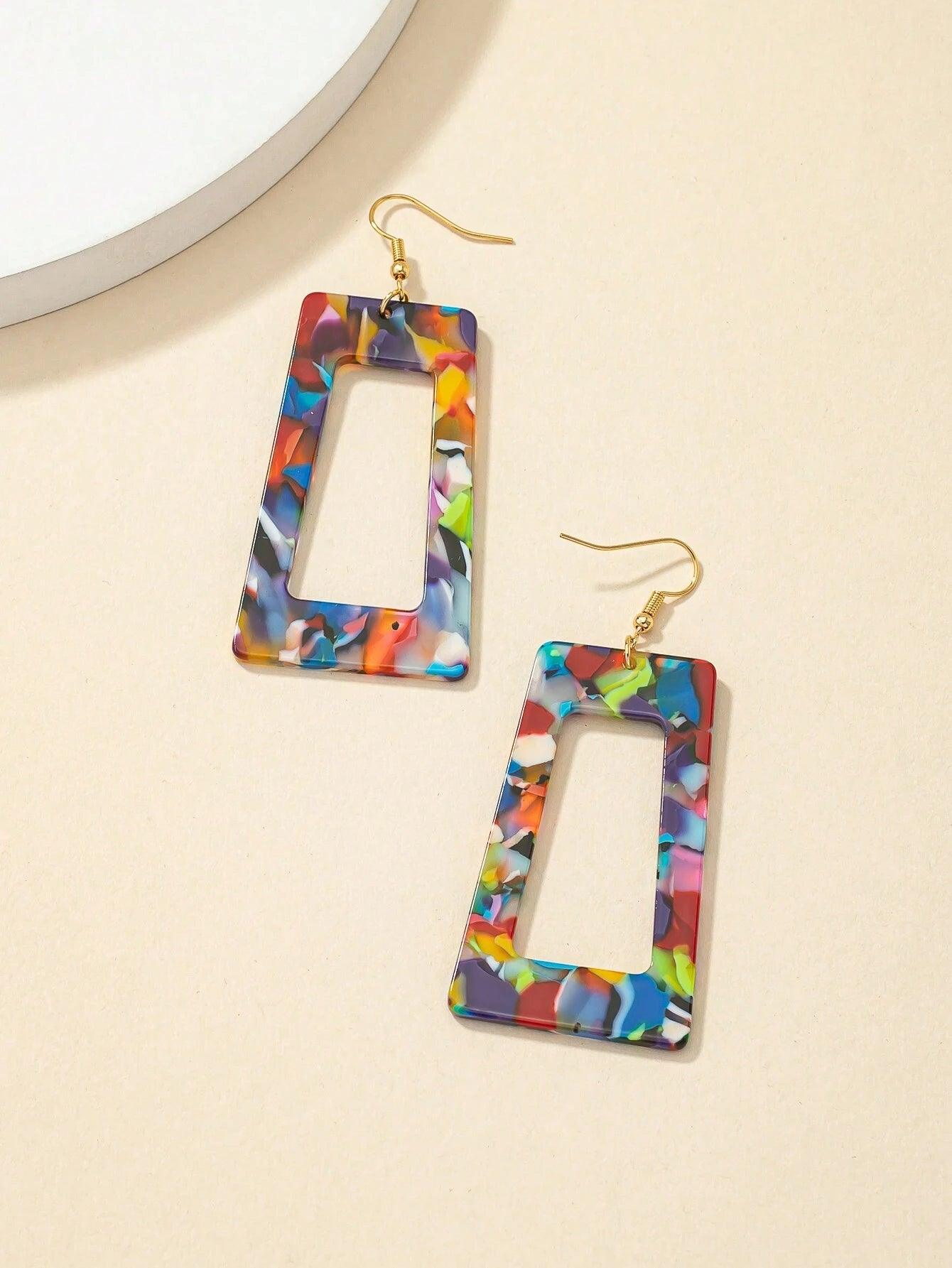 Geometric Summer Earrings Fun Colorful Vacation Style - So Real Fashion