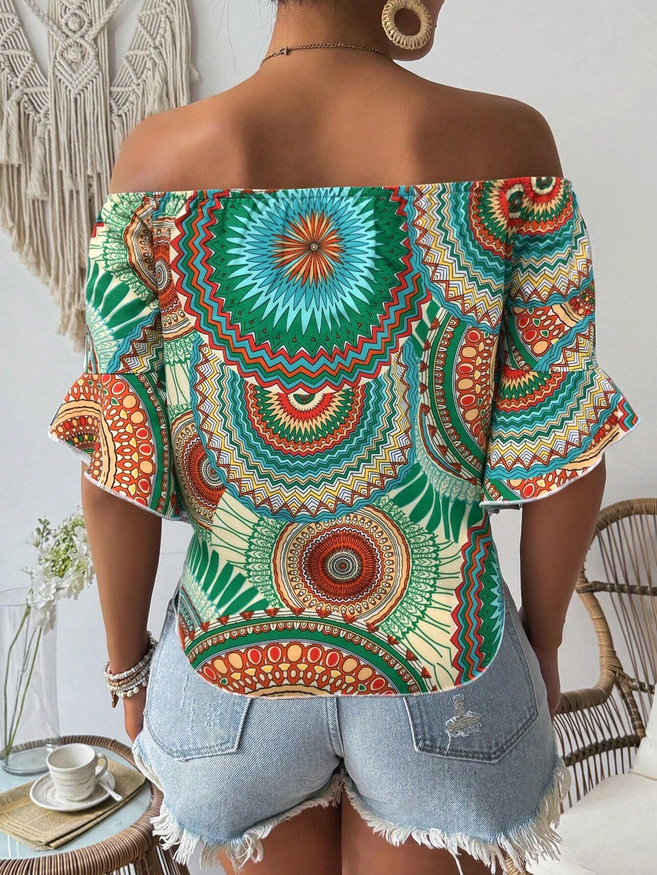 Floral Off Shoulder Hawaiian Top Relaxed Summer Vibes - So Real Fashion