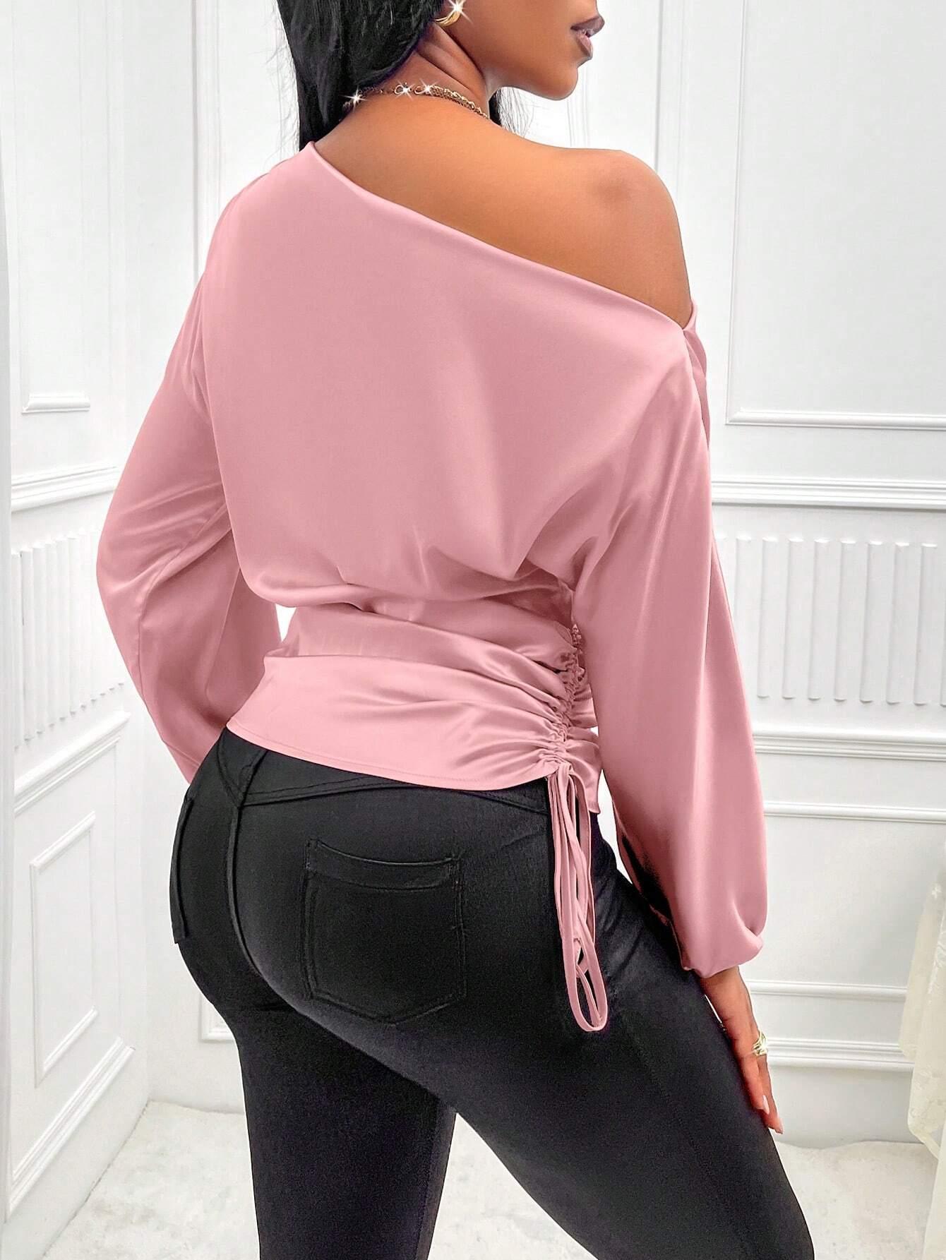 Asymmetric Lantern Sleeve Top Elegant OneShoulder Style - So Real Fashion