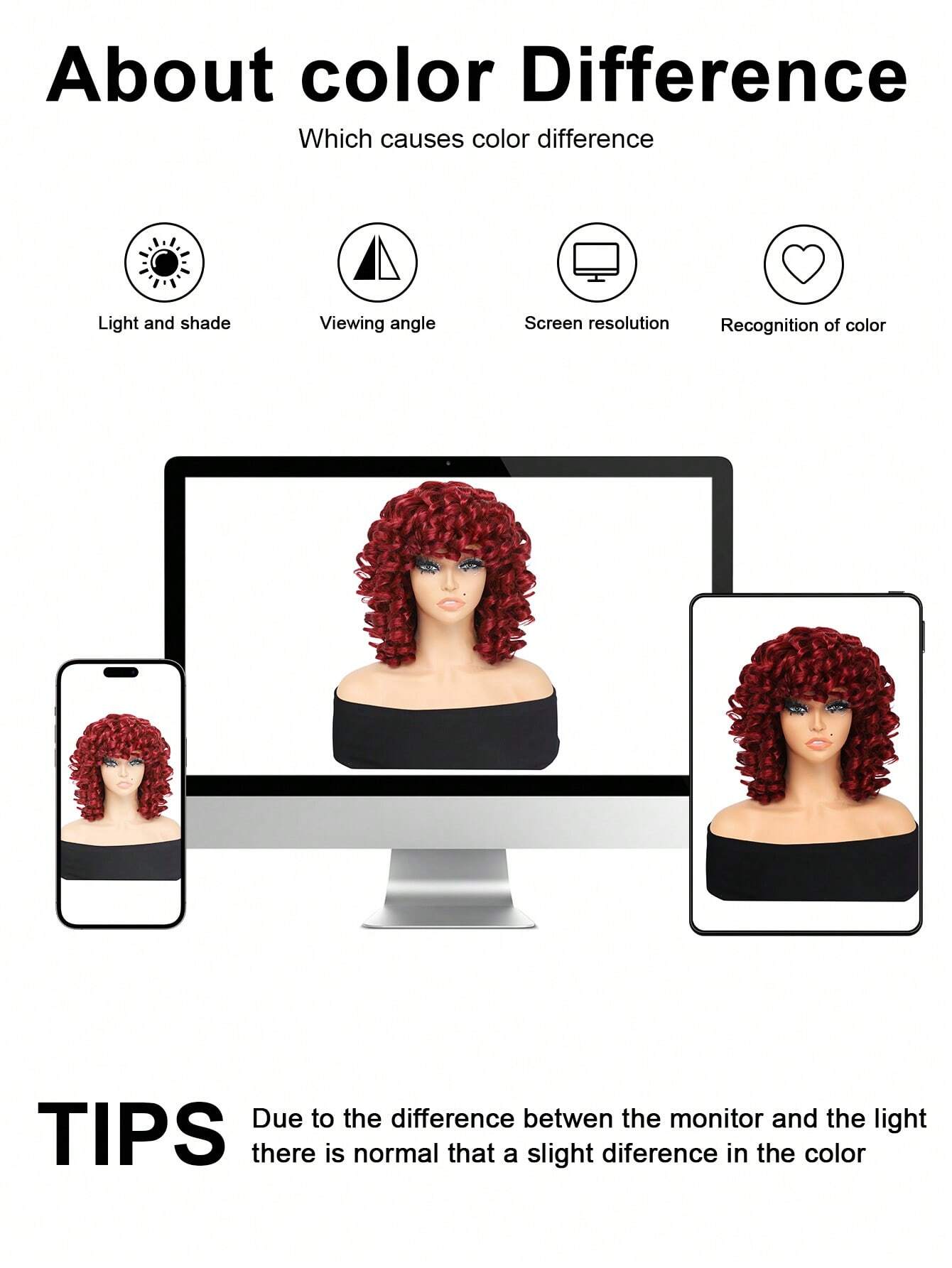 Red Bouncy Curly Wig with Bangs Easy Style - So Real Fashion