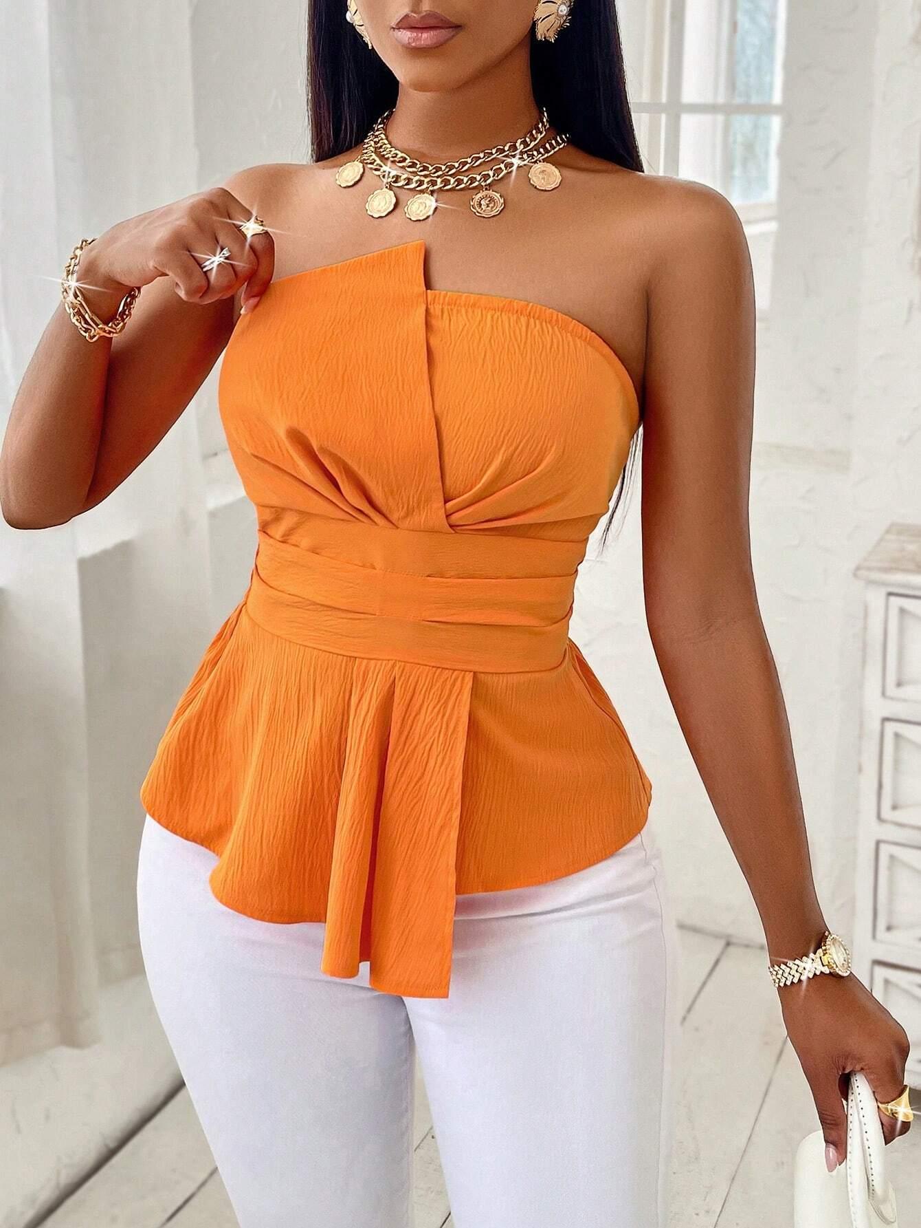 Mustard Ruched Tube Top Chic Summer Essential - So Real Fashion