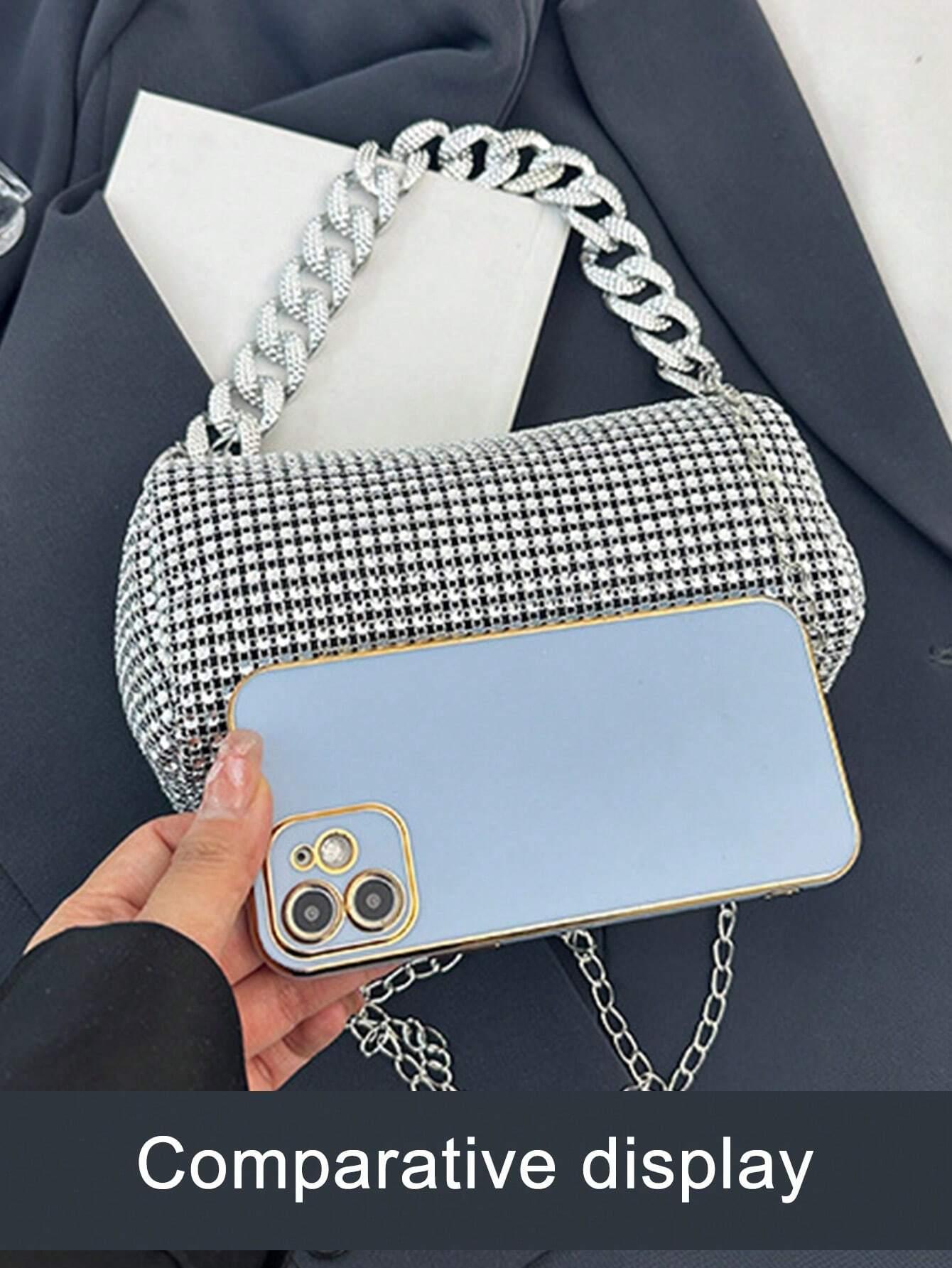 Mini Evening Bag Rhinestone Decor Chain Strap,Small Crossbody Messenger Bags For Women Luxury Fashion Travel Shoulder Handbags Purses Bling Rhinestone Design,Fashion Rhinestones Shoulder Crossbody Bag Shiny Rhinestone Female Dinner Handbag, Perfect For Pa - So Real Fashion