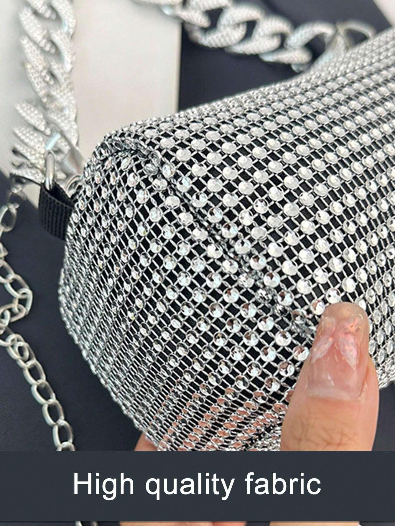 Mini Evening Bag Rhinestone Decor Chain Strap,Small Crossbody Messenger Bags For Women Luxury Fashion Travel Shoulder Handbags Purses Bling Rhinestone Design,Fashion Rhinestones Shoulder Crossbody Bag Shiny Rhinestone Female Dinner Handbag, Perfect For Pa - So Real Fashion