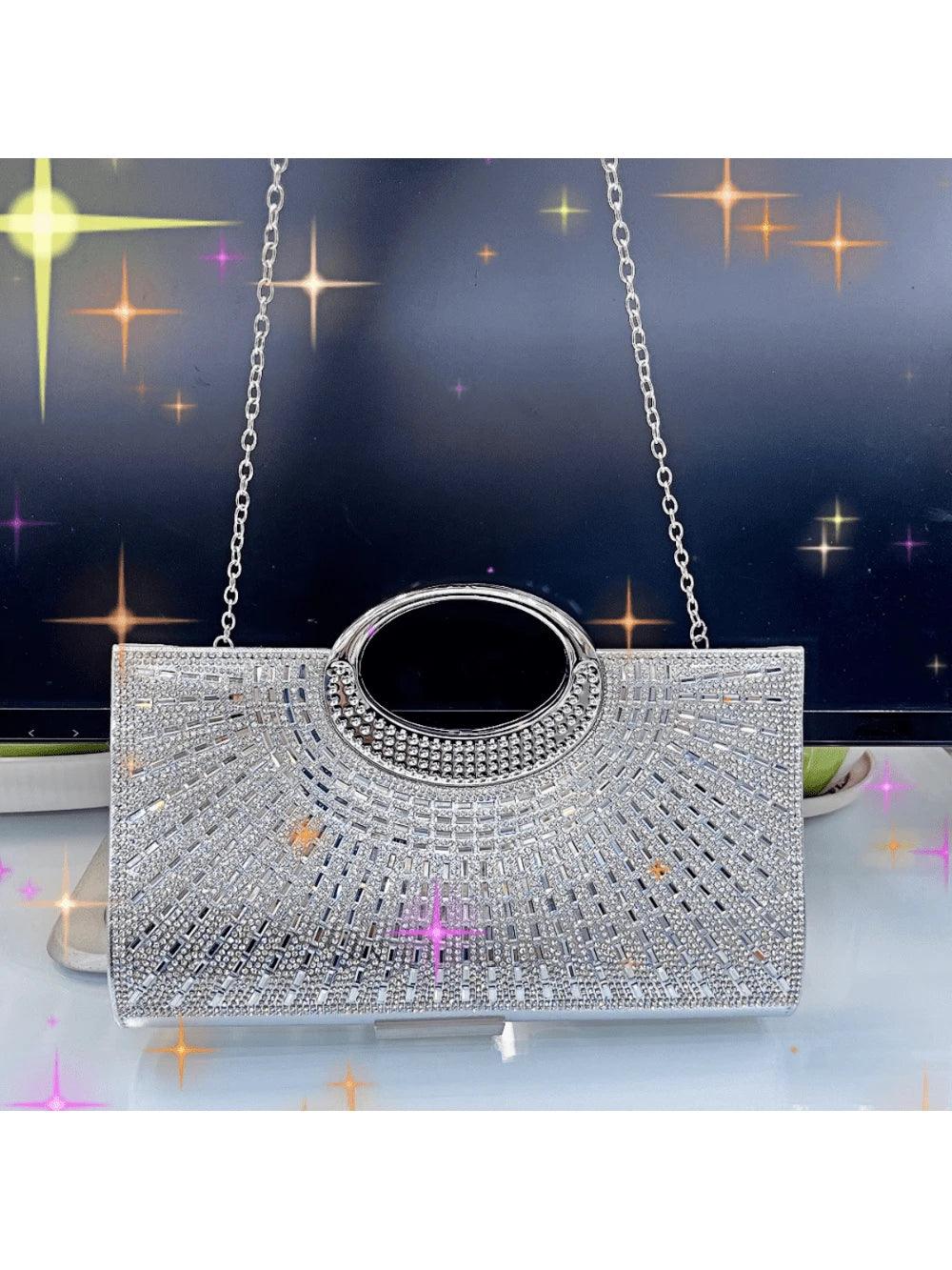 Lightweight, Business Casual Rhinestone Decor Bucket Bag Mini Drawstring Design, Clear Bag Pearl Bag Evening Bag, Dinner Bag Glamorous, Elegant, Exquisite, Quiet Luxury Rhinestone For Party Girl, Woman, Bride Perfect For Party, Dinner/Banquet Christmas Pa - So Real Fashion