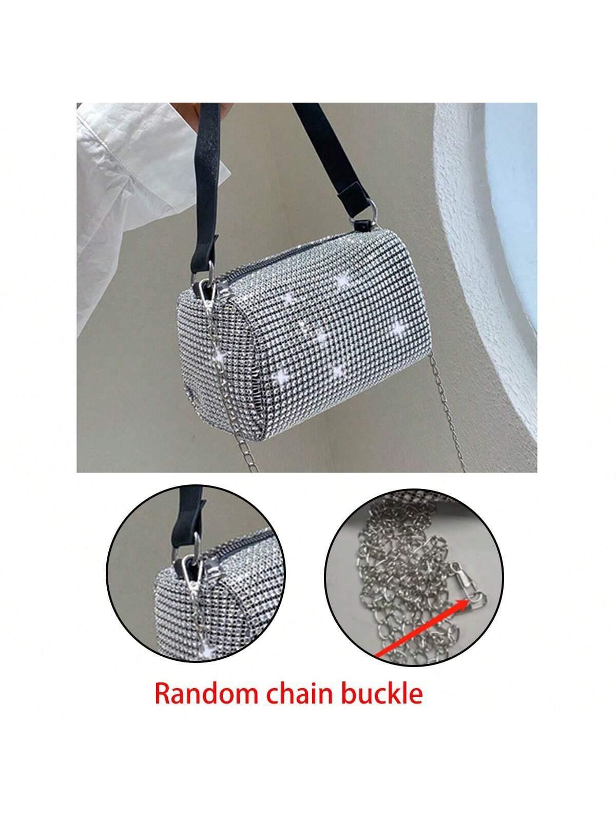 Mini Evening Bag Rhinestone Decor Chain Strap,Small Crossbody Messenger Bags For Women Luxury Fashion Travel Shoulder Handbags Purses Bling Rhinestone Design,Fashion Rhinestones Shoulder Crossbody Bag Shiny Rhinestone Female Dinner Handbag, Perfect For Pa - So Real Fashion