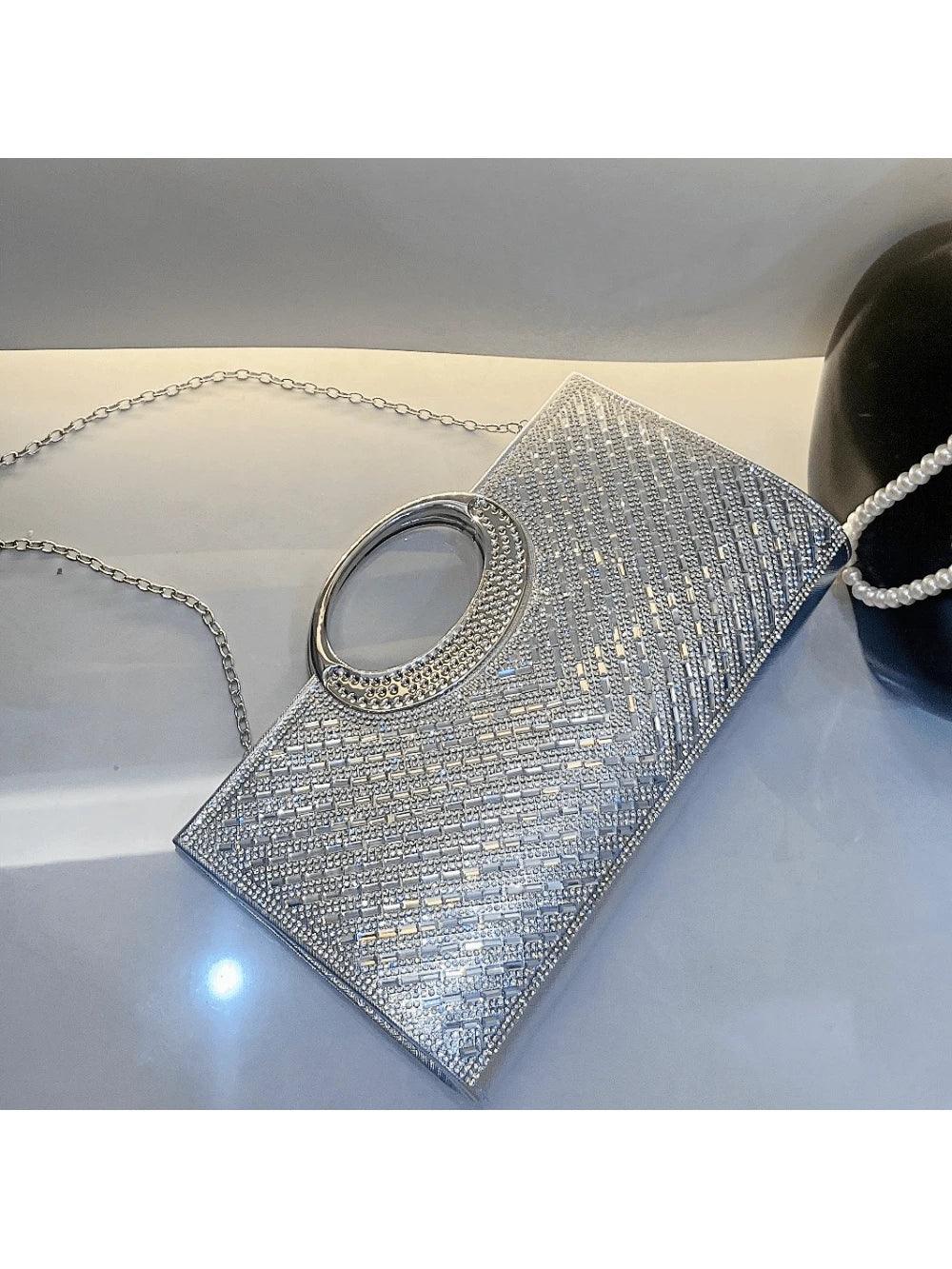 Lightweight, Business Casual Rhinestone Decor Bucket Bag Mini Drawstring Design, Clear Bag Pearl Bag Evening Bag, Dinner Bag Glamorous, Elegant, Exquisite, Quiet Luxury Rhinestone For Party Girl, Woman, Bride Perfect For Party, Dinner/Banquet Christmas Pa - So Real Fashion