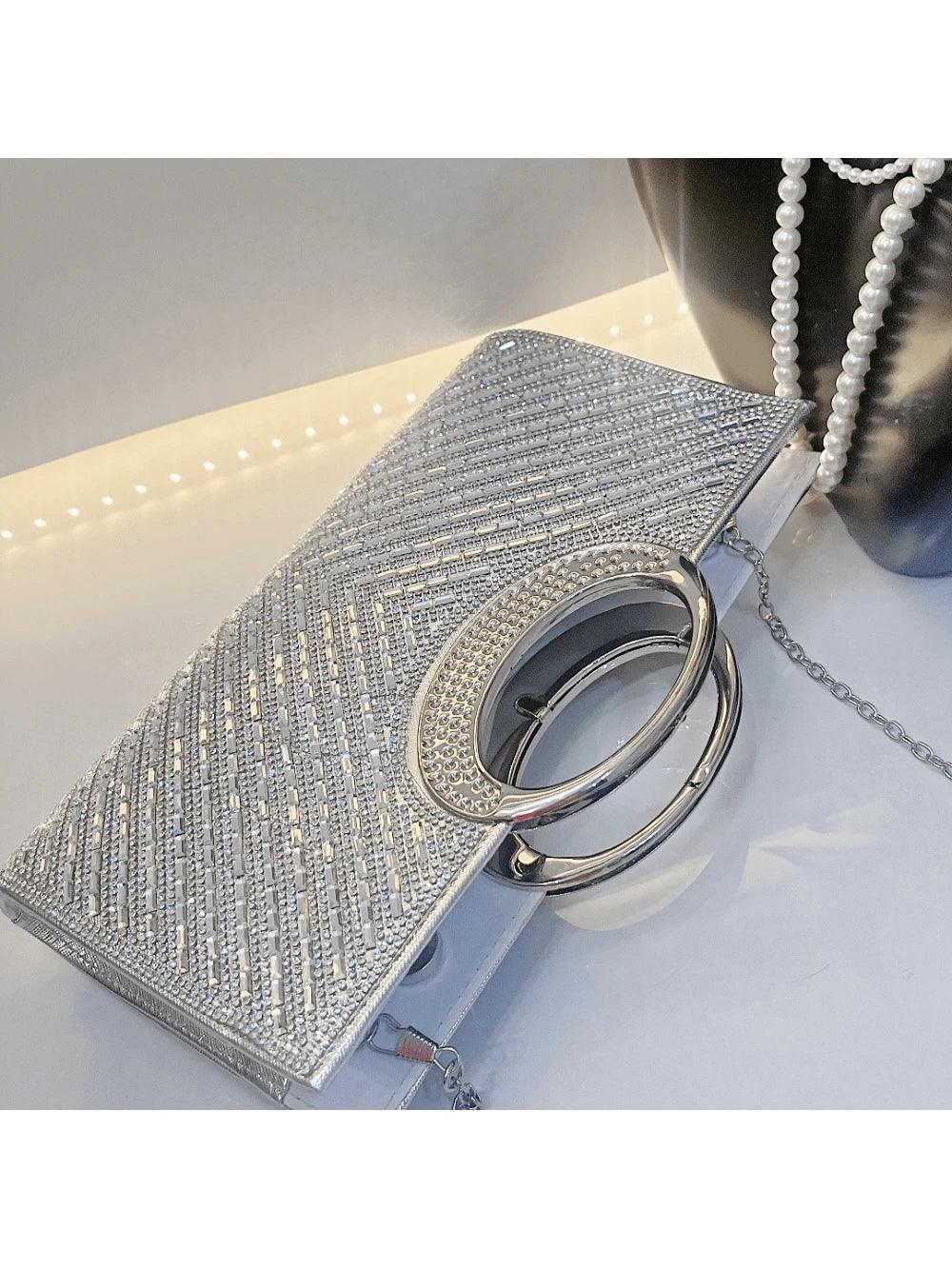 Lightweight, Business Casual Rhinestone Decor Bucket Bag Mini Drawstring Design, Clear Bag Pearl Bag Evening Bag, Dinner Bag Glamorous, Elegant, Exquisite, Quiet Luxury Rhinestone For Party Girl, Woman, Bride Perfect For Party, Dinner/Banquet Christmas Pa - So Real Fashion