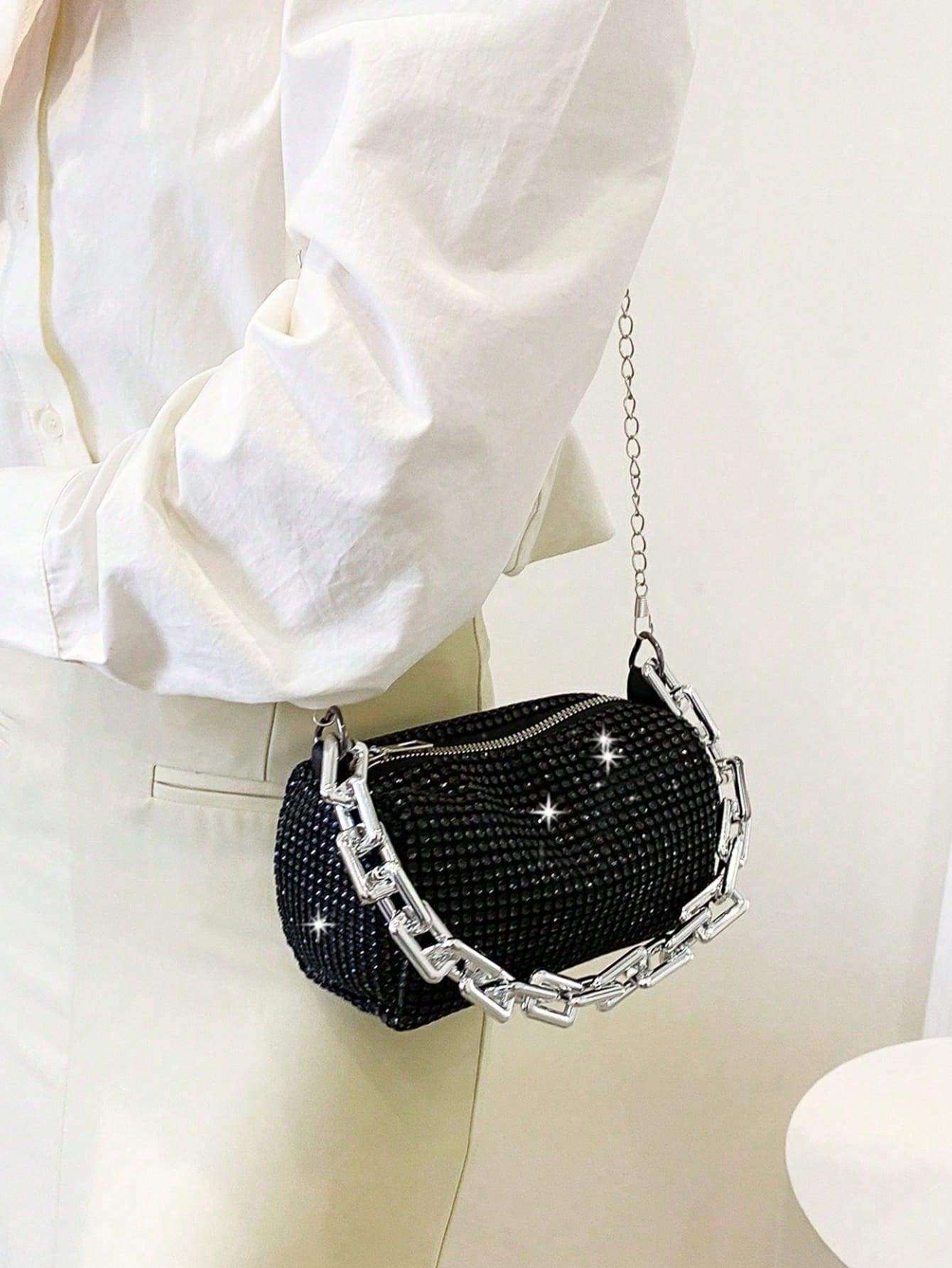 Mini Evening Bag Rhinestone Decor Chain Strap,Small Crossbody Messenger Bags For Women Luxury Fashion Travel Shoulder Handbags Purses Bling Rhinestone Design,Fashion Rhinestones Shoulder Crossbody Bag Shiny Rhinestone Female Dinner Handbag, Perfect For Pa - So Real Fashion