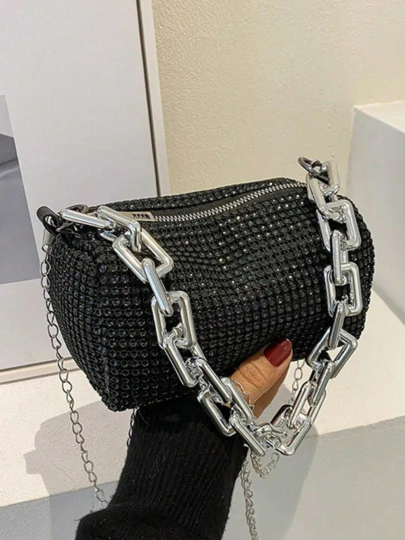 Mini Evening Bag Rhinestone Decor Chain Strap,Small Crossbody Messenger Bags For Women Luxury Fashion Travel Shoulder Handbags Purses Bling Rhinestone Design,Fashion Rhinestones Shoulder Crossbody Bag Shiny Rhinestone Female Dinner Handbag, Perfect For Pa - So Real Fashion