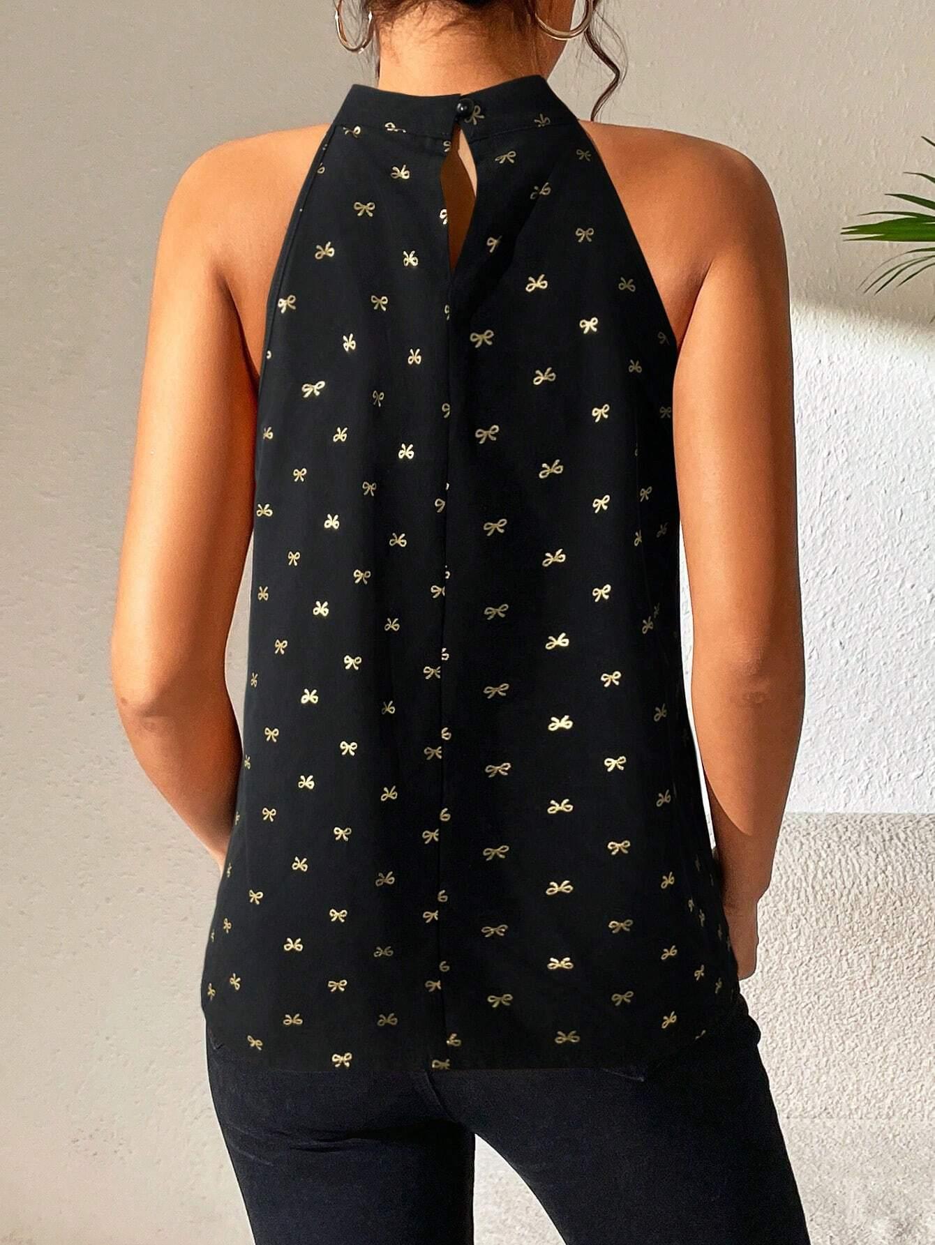 Polka Dot Halter Top Chic Sleeveless Refinement - So Real Fashion