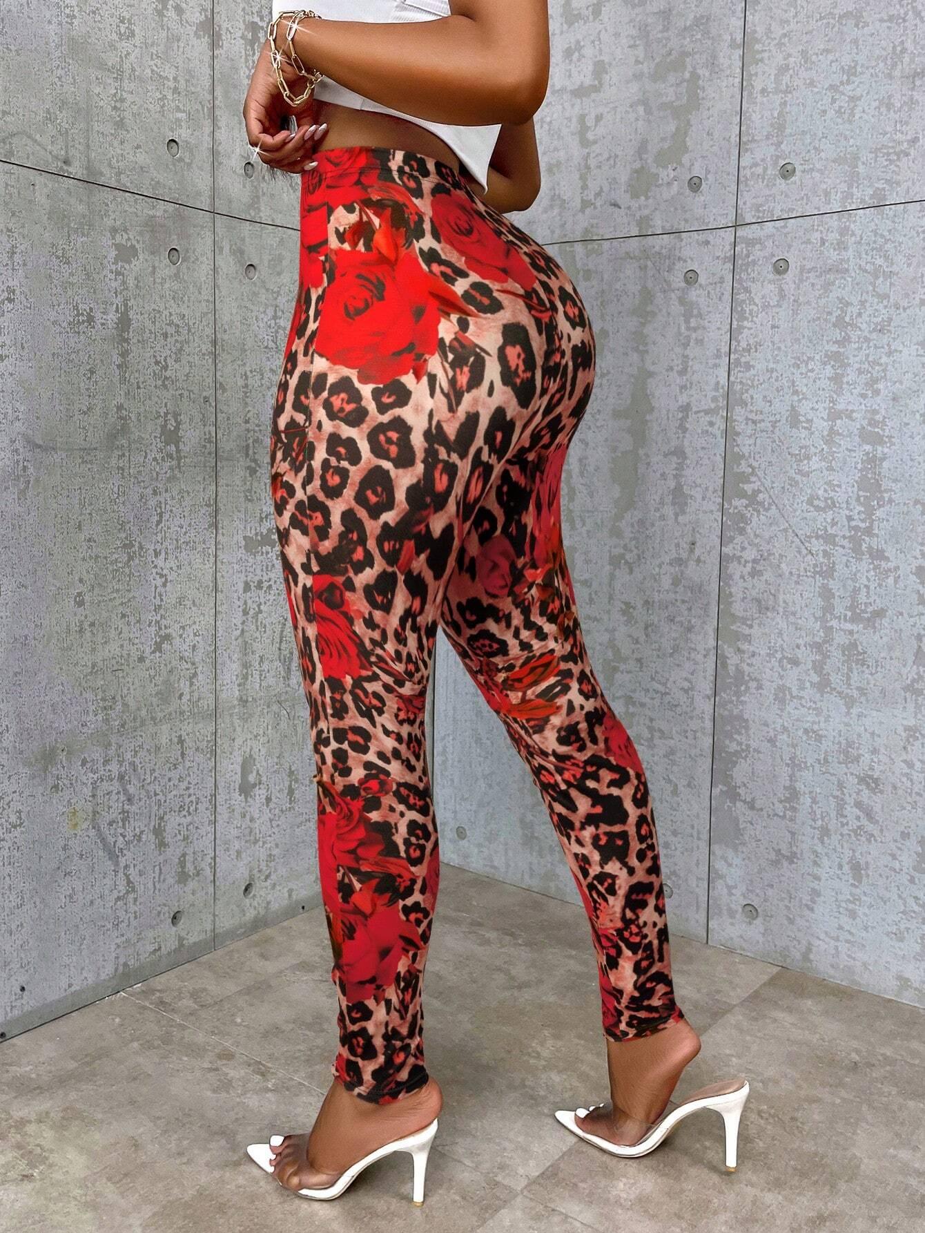 VaVaLuxe Rose Leopard Leggings Bold Style All Day Comfort - So Real Fashion