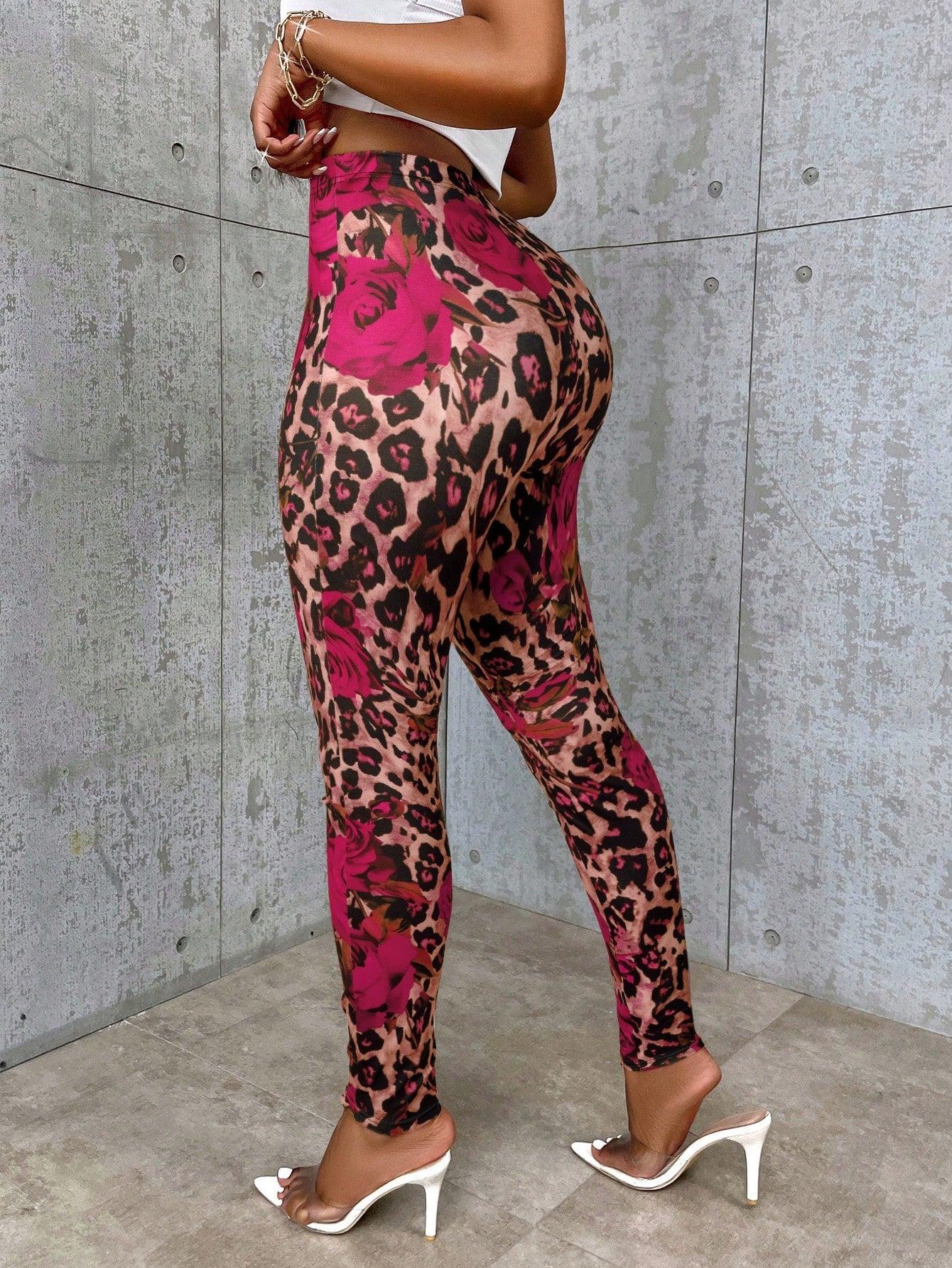 Casual Colorblock Slim Fit Stretchy Random Printed Leggings - So Real Fashion