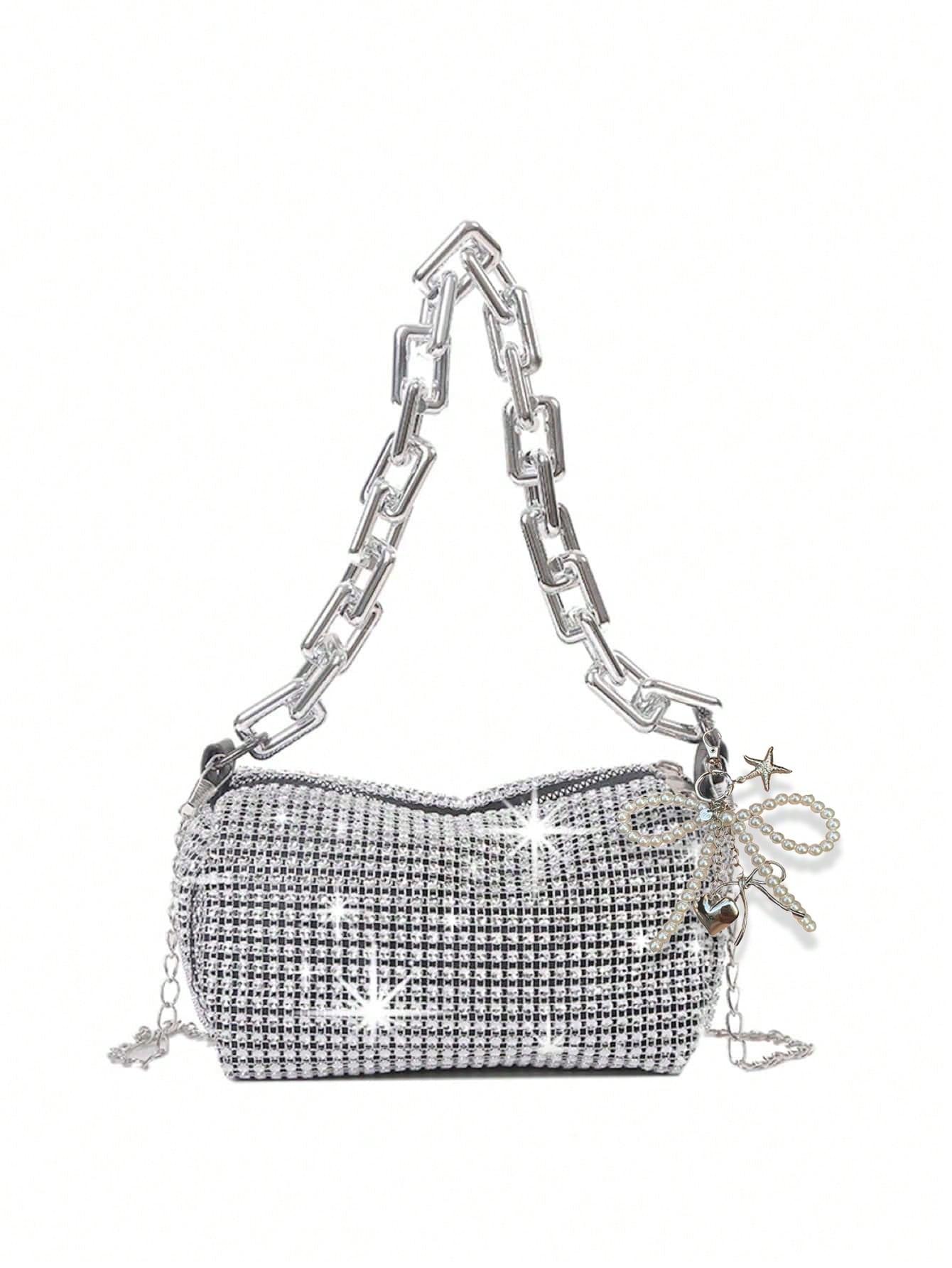 Mini Evening Bag Rhinestone Decor Chain Strap,Small Crossbody Messenger Bags For Women Luxury Fashion Travel Shoulder Handbags Purses Bling Rhinestone Design,Fashion Rhinestones Shoulder Crossbody Bag Shiny Rhinestone Female Dinner Handbag, Perfect For Pa - So Real Fashion