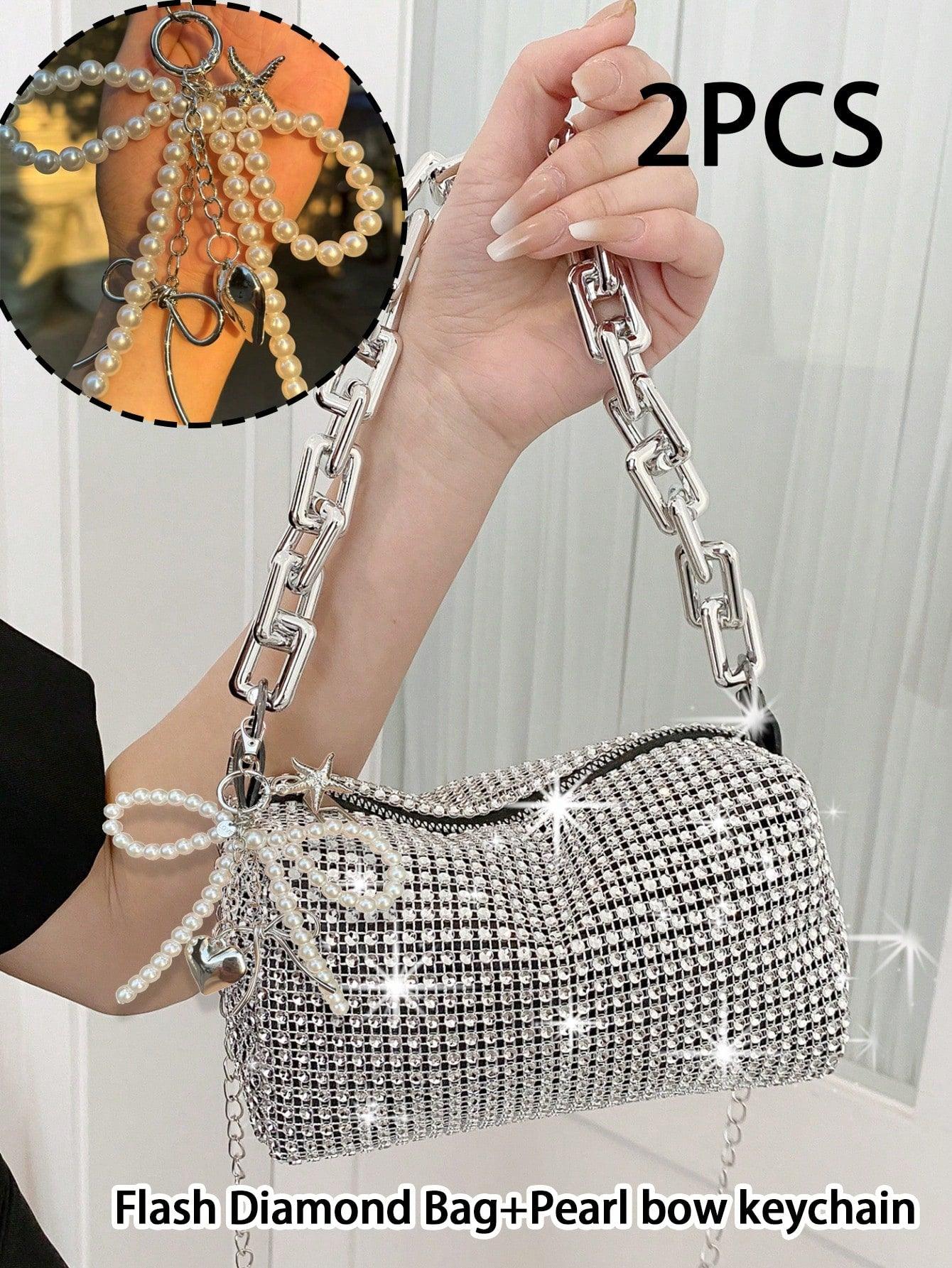 Mini Evening Bag Rhinestone Decor Chain Strap,Small Crossbody Messenger Bags For Women Luxury Fashion Travel Shoulder Handbags Purses Bling Rhinestone Design,Fashion Rhinestones Shoulder Crossbody Bag Shiny Rhinestone Female Dinner Handbag, Perfect For Pa - So Real Fashion