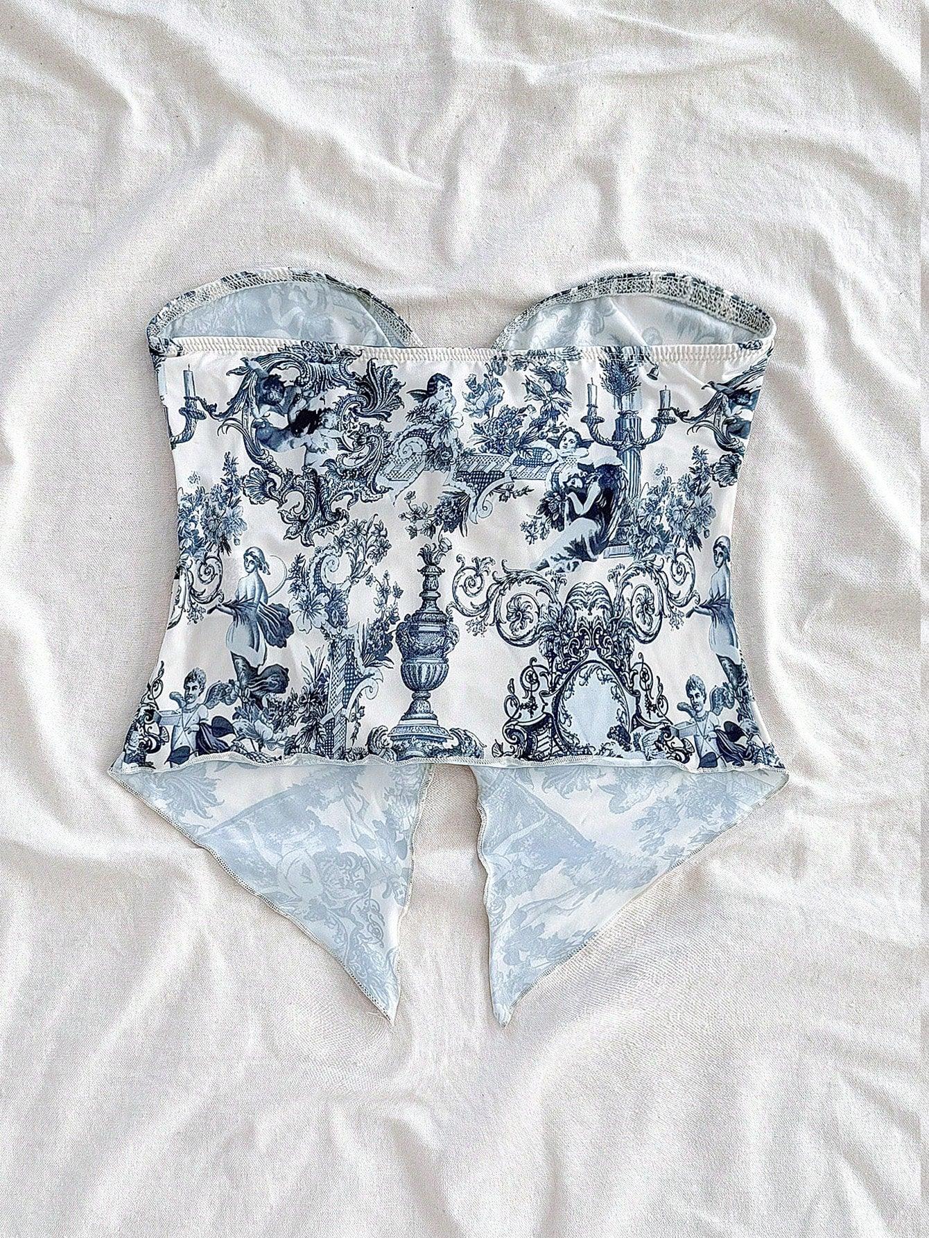 Dreamy Blue Floral Crop Top Vacation Ready - So Real Fashion