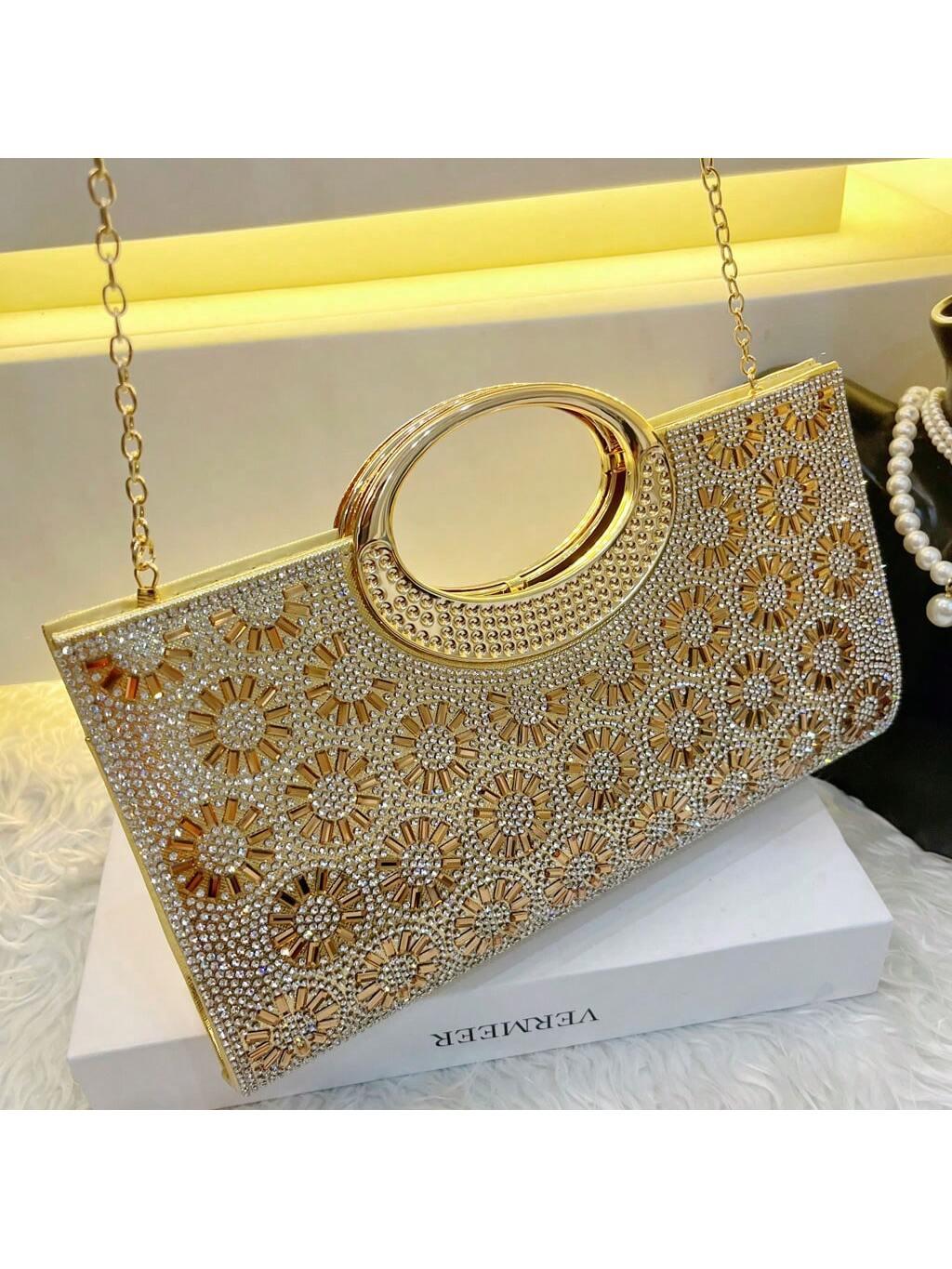 Lightweight, Business Casual Rhinestone Decor Bucket Bag Mini Drawstring Design, Clear Bag Pearl Bag Evening Bag, Dinner Bag Glamorous, Elegant, Exquisite, Quiet Luxury Rhinestone For Party Girl, Woman, Bride Perfect For Party, Dinner/Banquet Christmas Pa - So Real Fashion