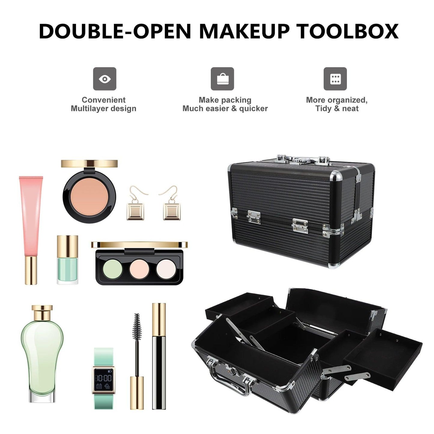 Aluminum Makeup Case Travel Waterproof and Chic - So Real Fashion