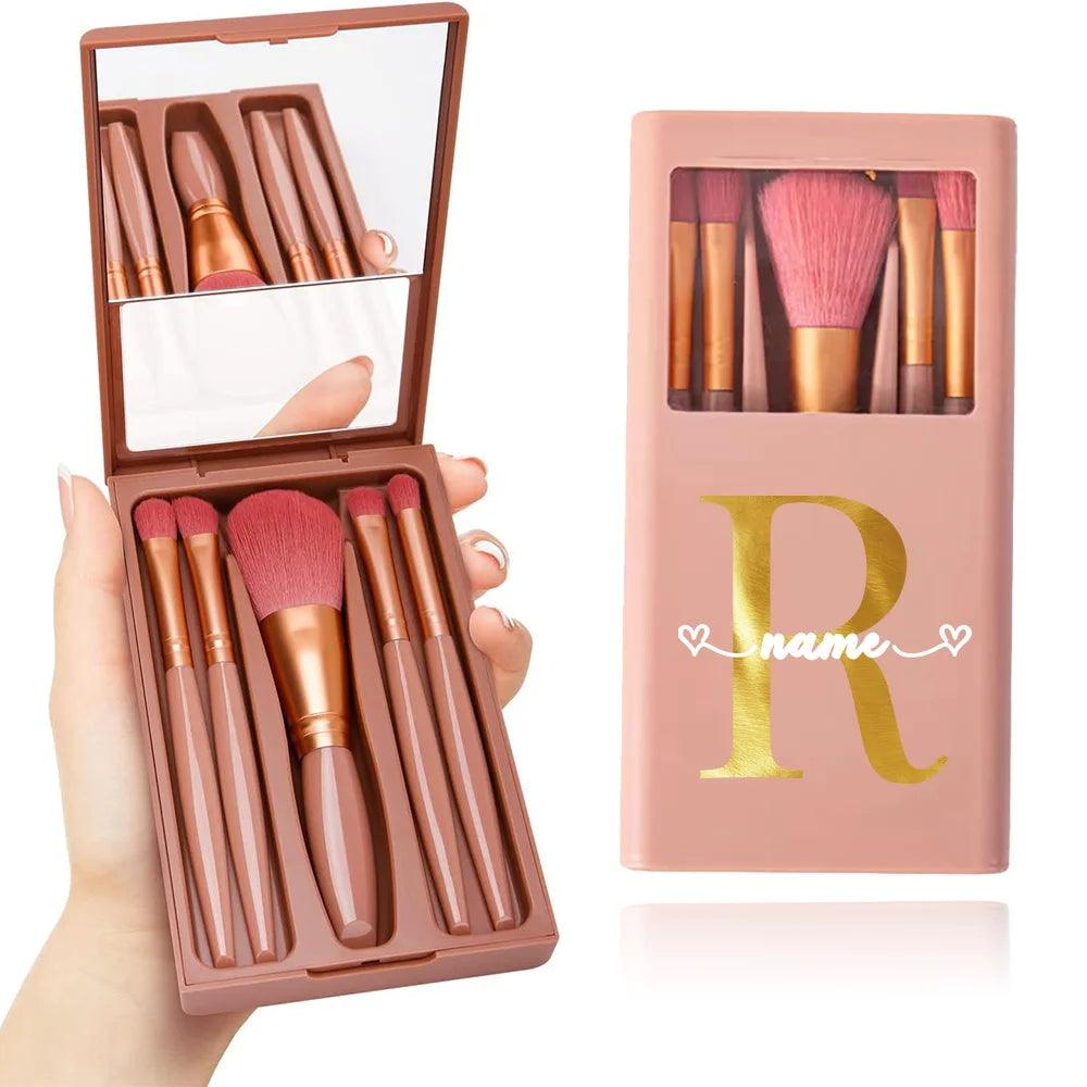 Personalized Makeup Brush Set with Mirror Organizer - So Real Fashion