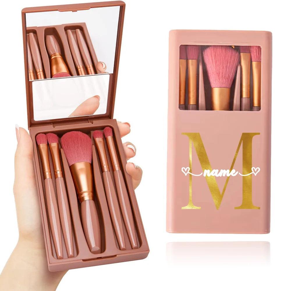 Personalized Makeup Brush Set with Mirror Organizer - So Real Fashion