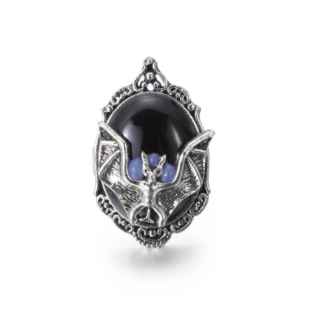 Gothic Vampire Bat Ring Crystal Ring Gothic Witch Ring Victorian Pagan Jewelry Gift For Bat Lovers Adjustable Bat Cameo Rings - So Real Fashion