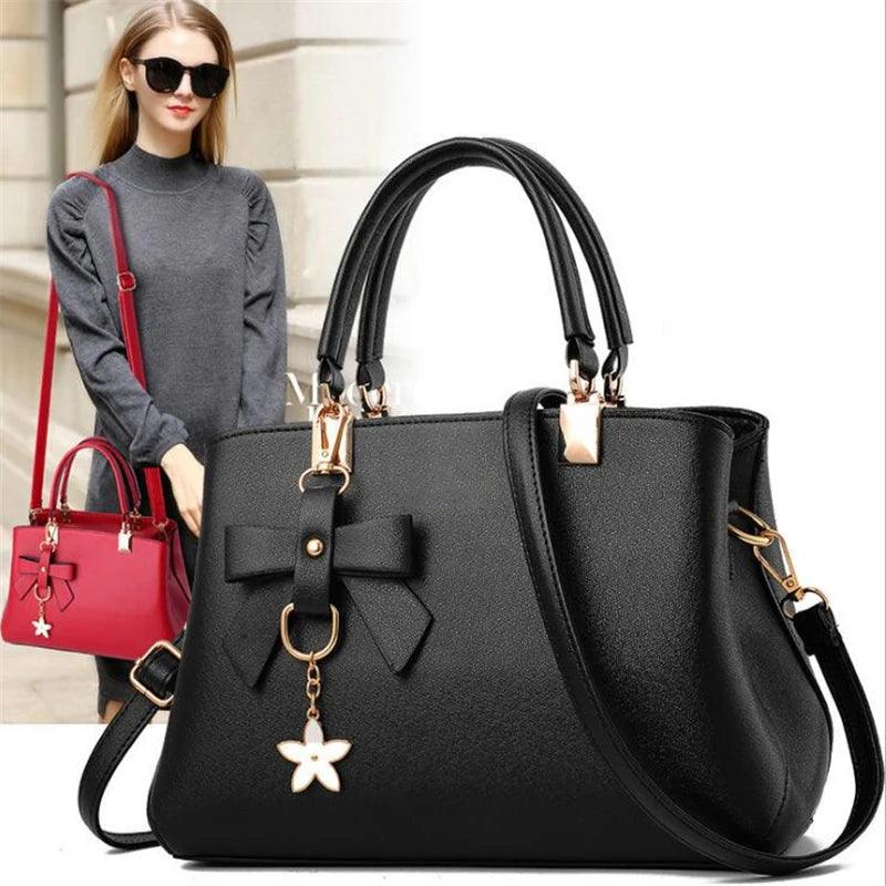 Yogodlns Elegant Women Messenger Bags with flower pendant Office Ladies Totes Pure Handbag for female Crossbody Shoulder Bags - So Real Fashion