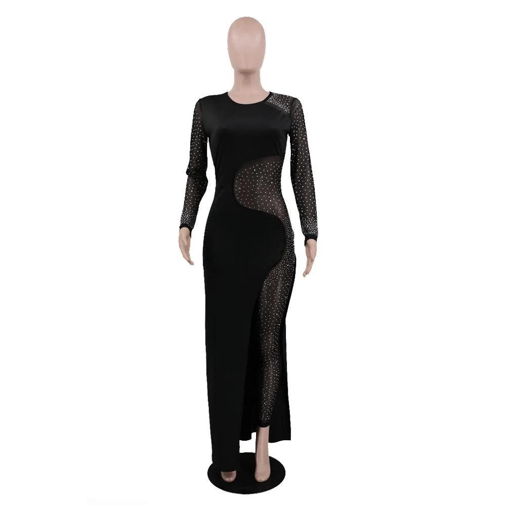 Bandage Long Sleeve Diamonds Mesh Female Clothing Streetwear Jumpsuits Sexy Outfit Night Club Party Suits Birthday For Women's - So Real Fashion