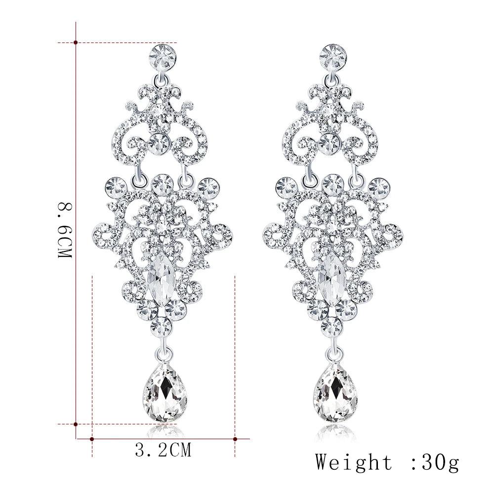 Blue Crystal Wedding Long Drop Earrings for Women. Brides Earrings Prom Jewelry Gifts Femme Pendiente. - So Real Fashion