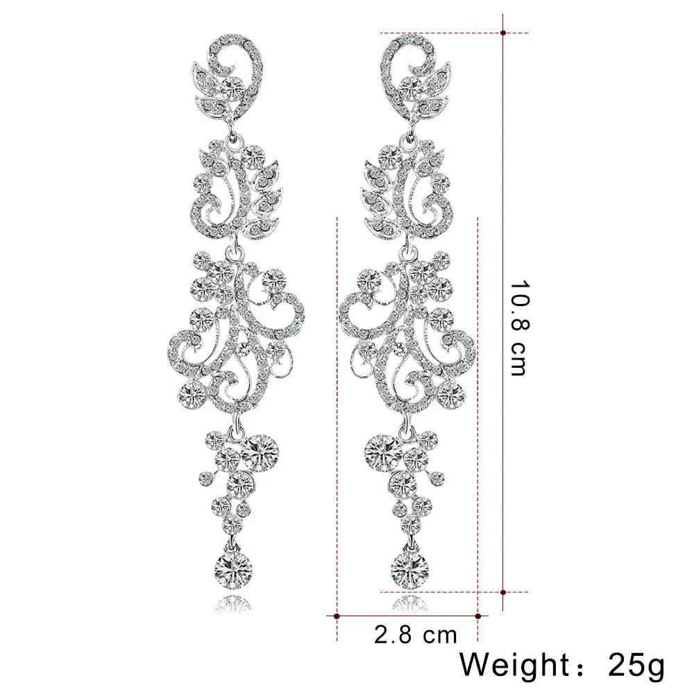 Blue Crystal Wedding Long Drop Earrings for Women. Brides Earrings Prom Jewelry Gifts Femme Pendiente. - So Real Fashion