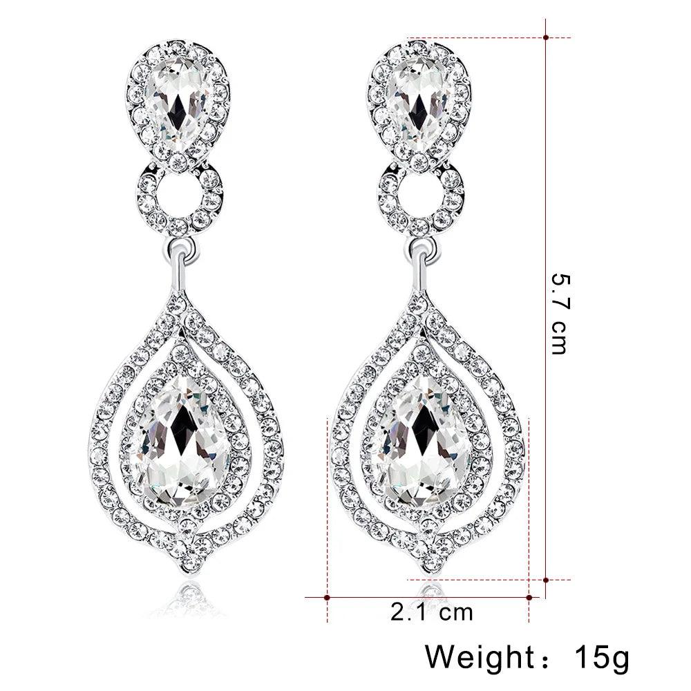 Blue Crystal Wedding Long Drop Earrings for Women. Brides Earrings Prom Jewelry Gifts Femme Pendiente. - So Real Fashion