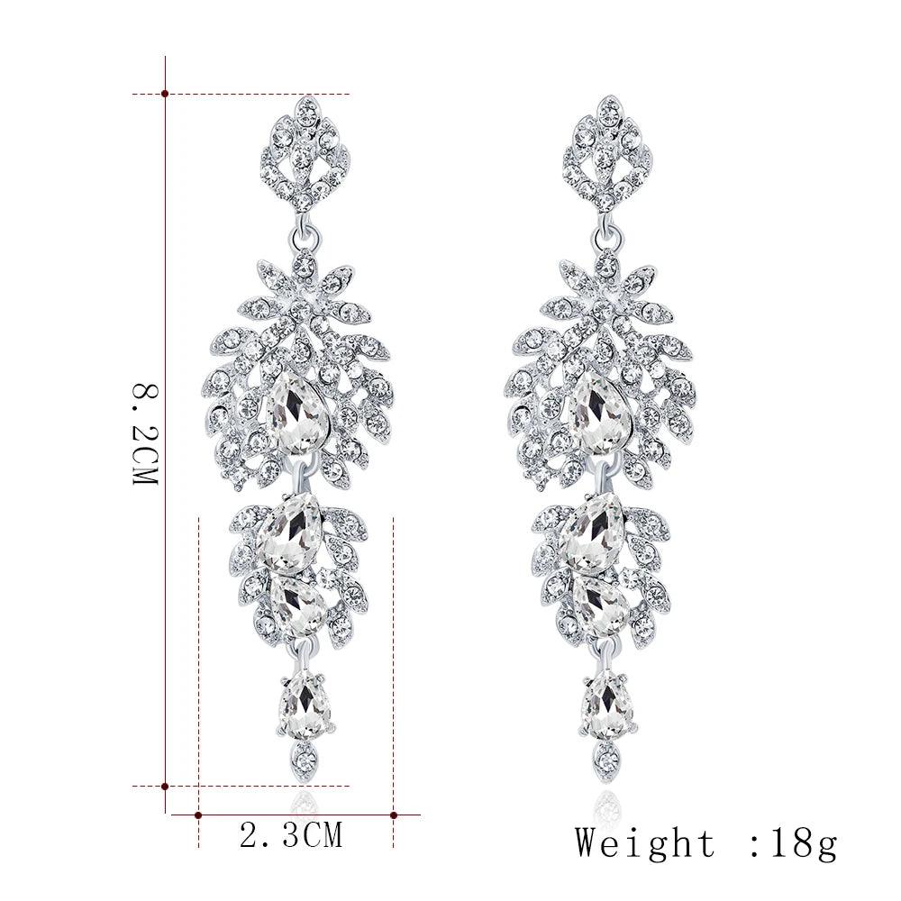 Blue Crystal Wedding Long Drop Earrings for Women. Brides Earrings Prom Jewelry Gifts Femme Pendiente. - So Real Fashion