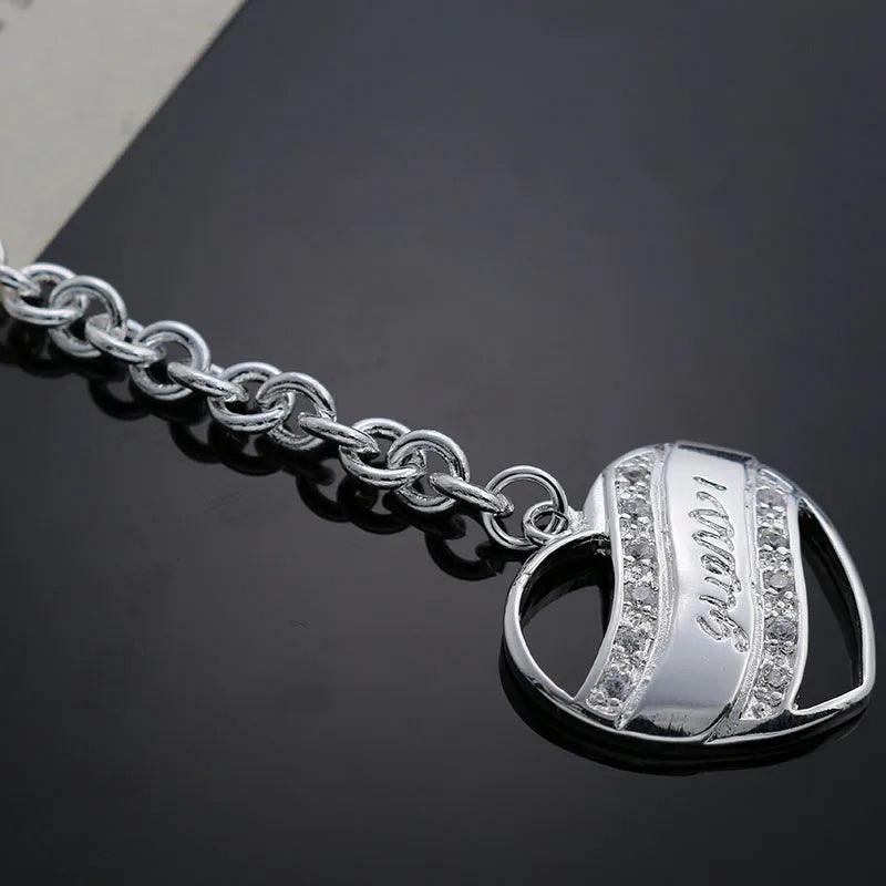 Brand Sliver Zirconium Bracelets Hollow Out Heart Bracelet for Women Jewelry Gift Wholesale Crystal Classic Semi-solid Bracelet - So Real Fashion