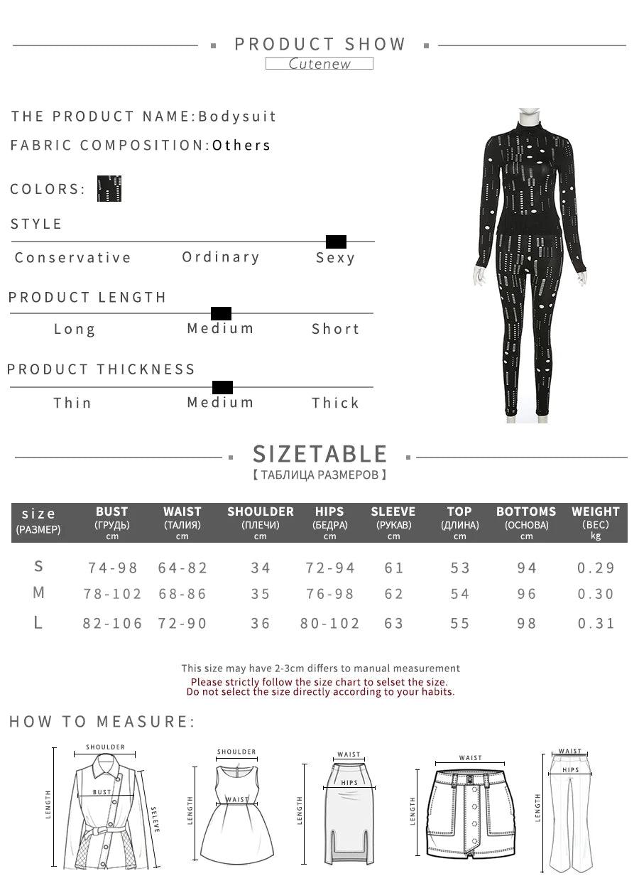 Cutenew Solid Irregular Hole Two Piece Set Women Outfits Sexy Skinny Long Sleeve Bodycon+Leggings Matching Lady Sporty Streetwea - So Real Fashion